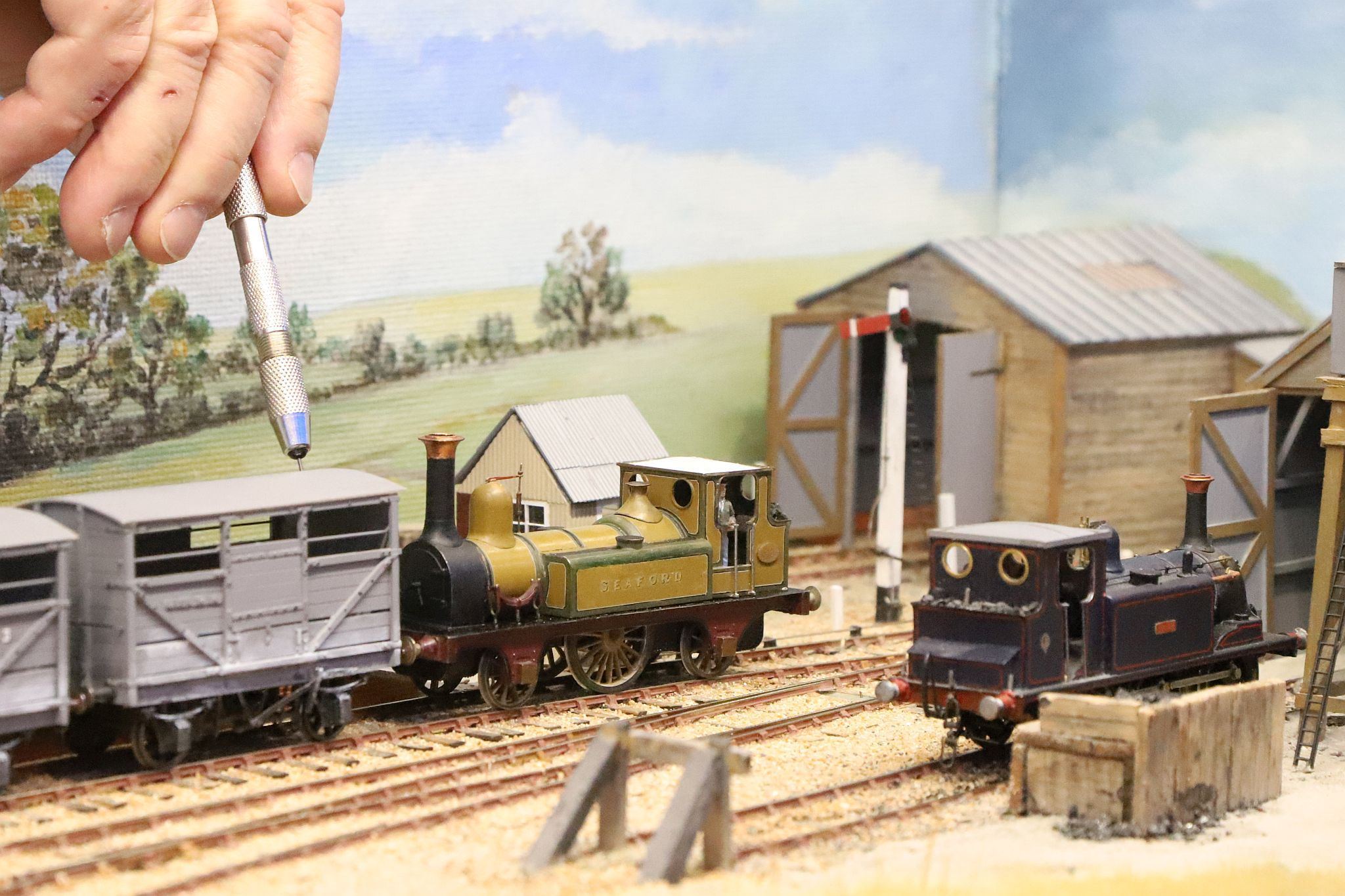 Arcadia S Gauge model railway layout. 2023 London Festival of Railway Modelling, Alexandra Palace, London