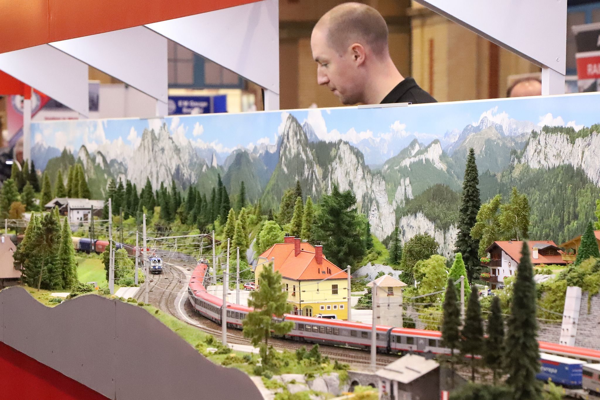 Wolfstatt HO Gauge model railway layout. 2023 London Festival of Railway Modelling, Alexandra Palace, London