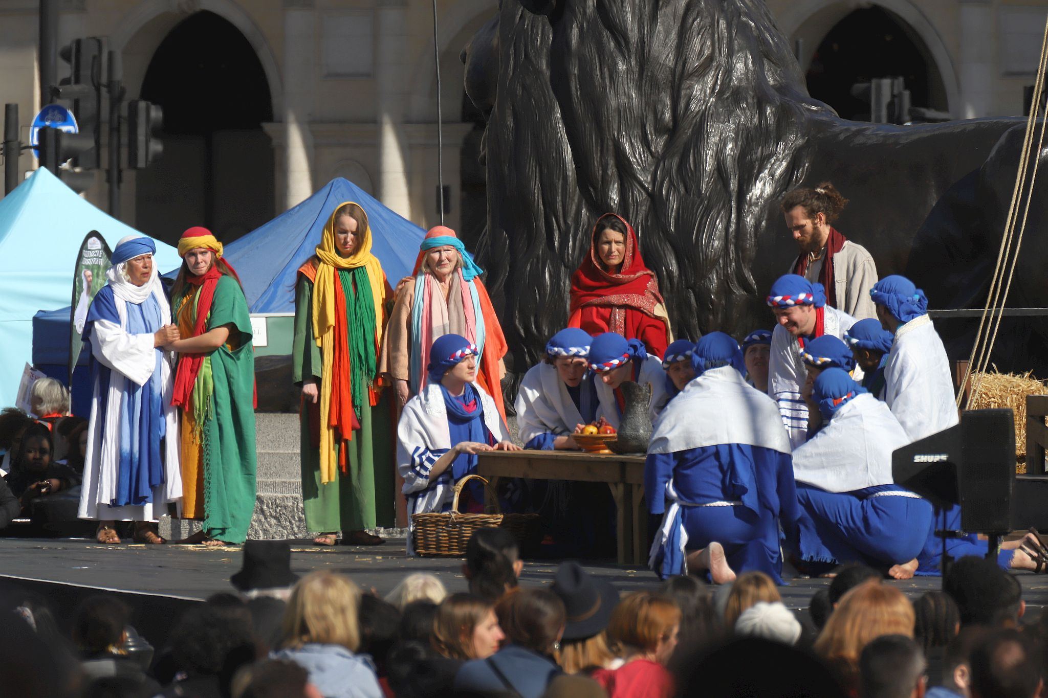The Good Friday Wintershall Easter Passion Play "The Passion of Jesus" presented at Trafalgar Square in London. 7th April 2023. The Last Supper