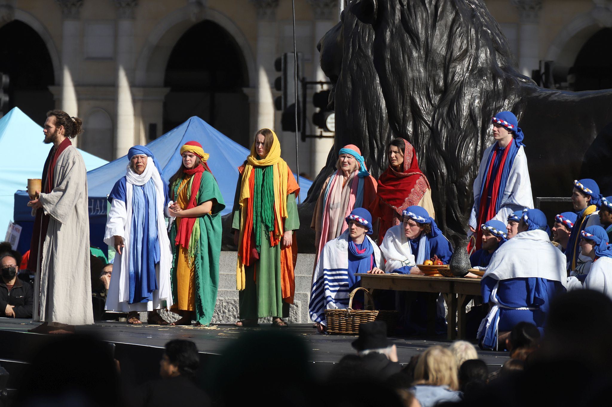 The Good Friday Wintershall Easter Passion Play "The Passion of Jesus" presented at Trafalgar Square in London. 7th April 2023. The Last Supper.