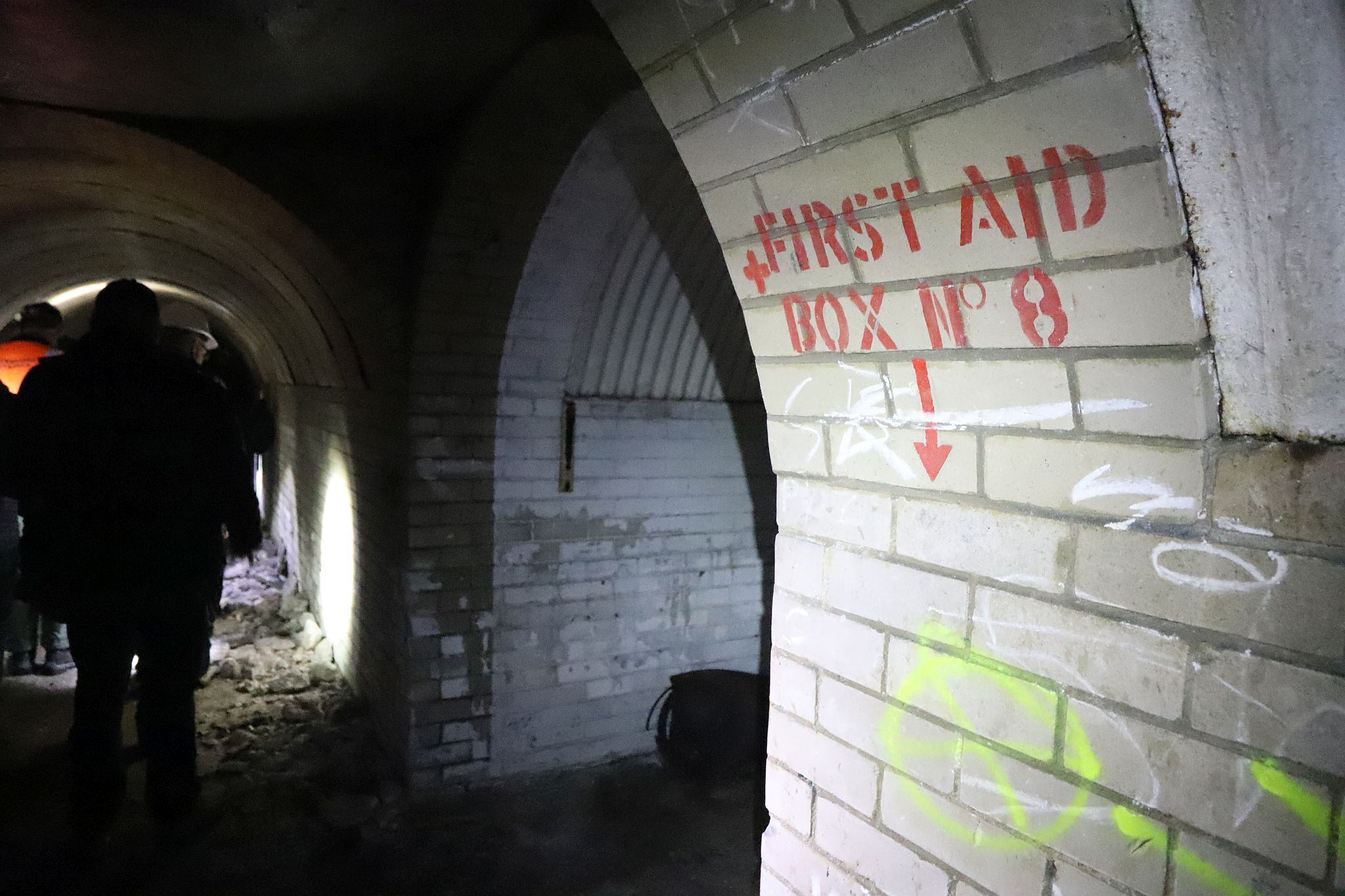 Short Brothers world war two aircraft factory air raid shelter tunnels in Rochester, Kent. 08-Apr-2023.