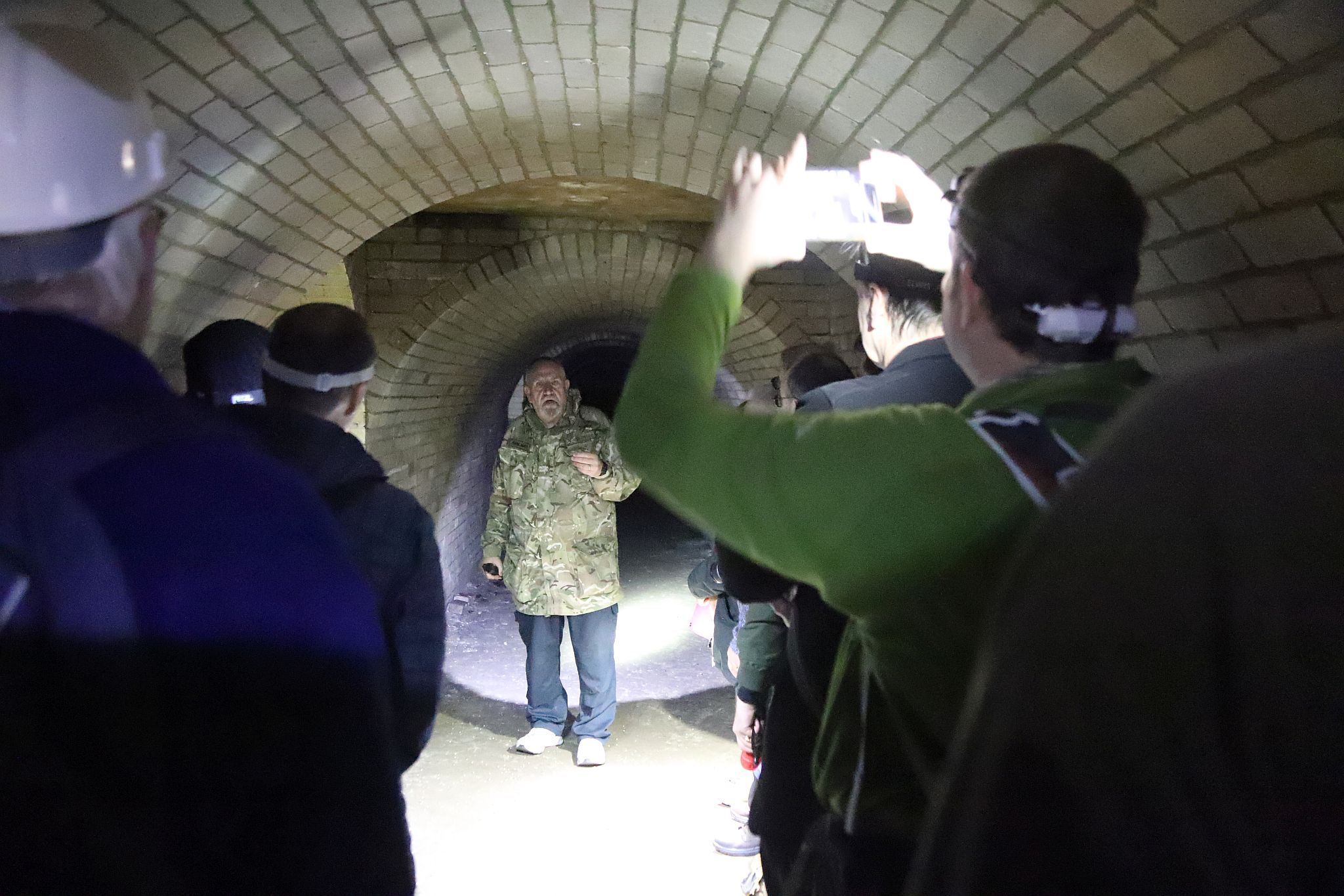 Short Brothers world war two aircraft factory air raid shelter tunnels in Rochester, Kent. 08-Apr-2023.