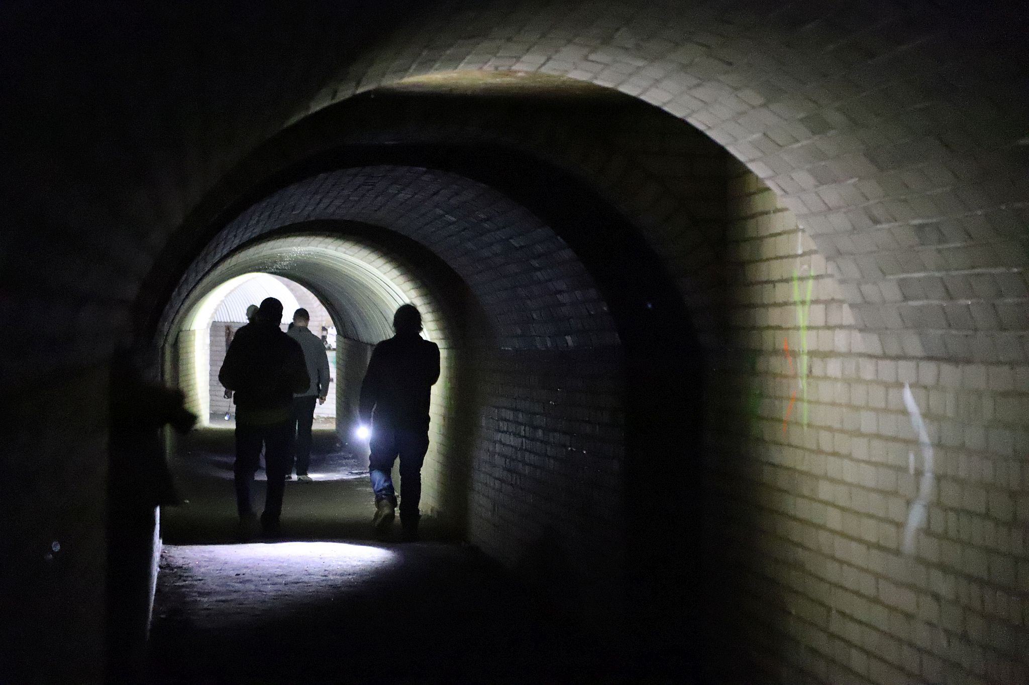 Short Brothers world war two aircraft factory air raid shelter tunnels in Rochester, Kent. 08-Apr-2023.