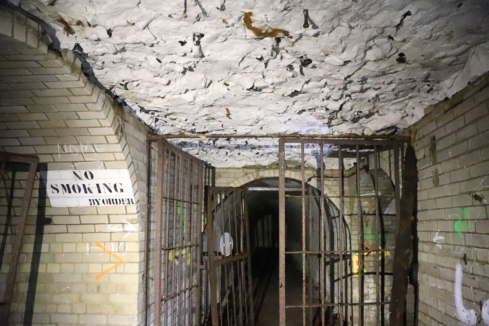 Short Brothers world war two aircraft factory air raid shelter tunnels in Rochester, Kent. 08-Apr-2023.