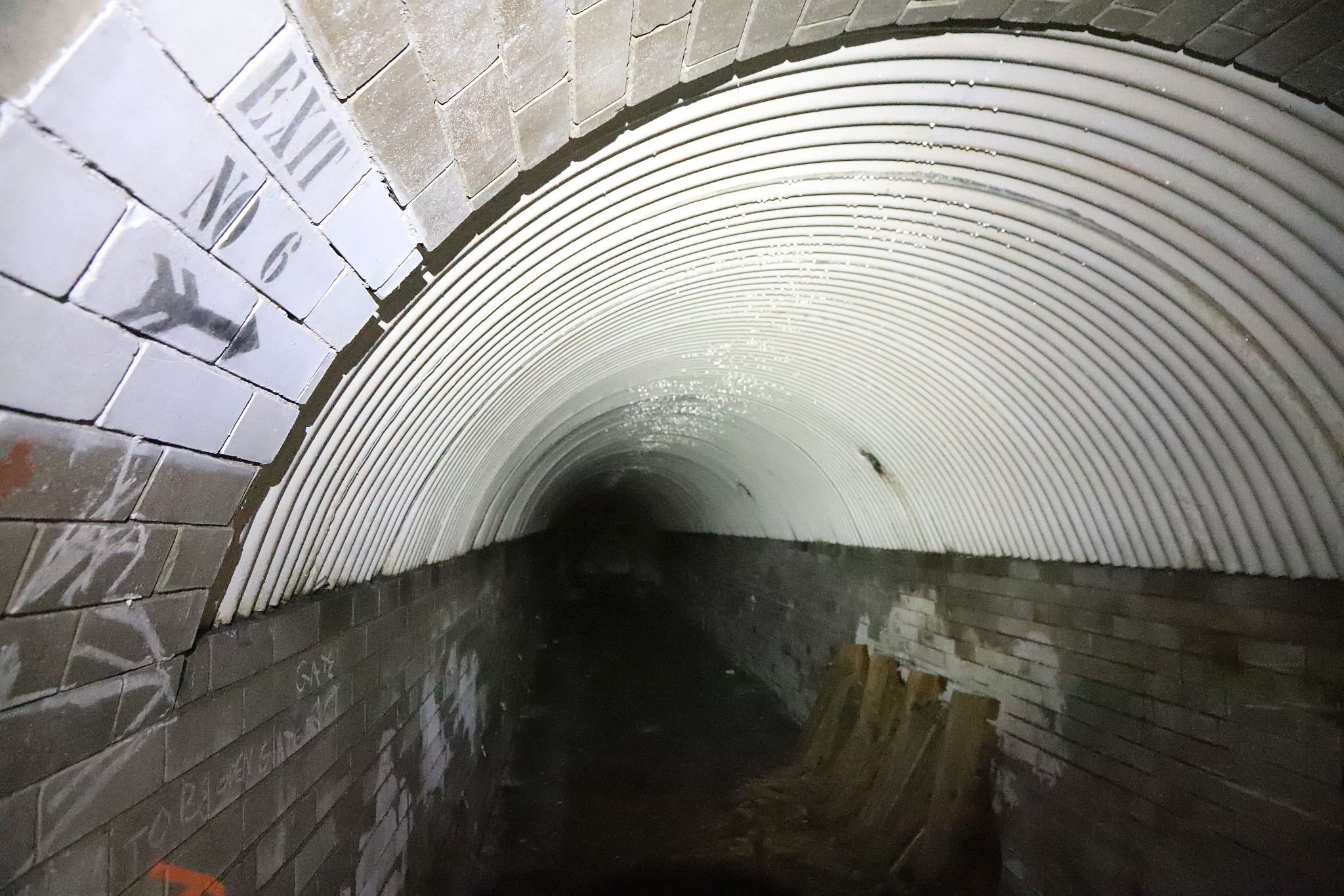Short Brothers world war two aircraft factory air raid shelter tunnels in Rochester, Kent. 08-Apr-2023.