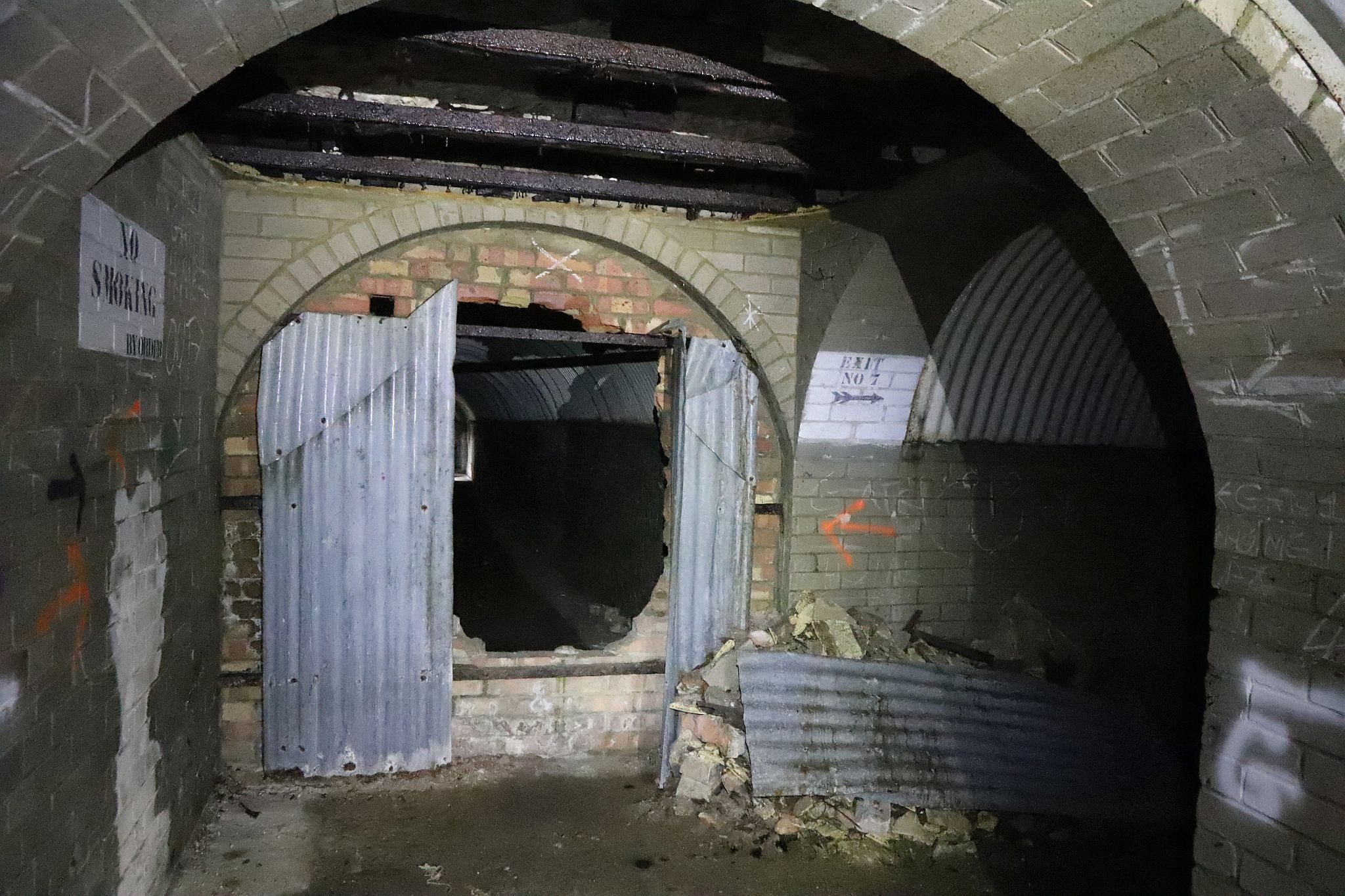 Short Brothers world war two aircraft factory air raid shelter tunnels in Rochester, Kent. 08-Apr-2023.