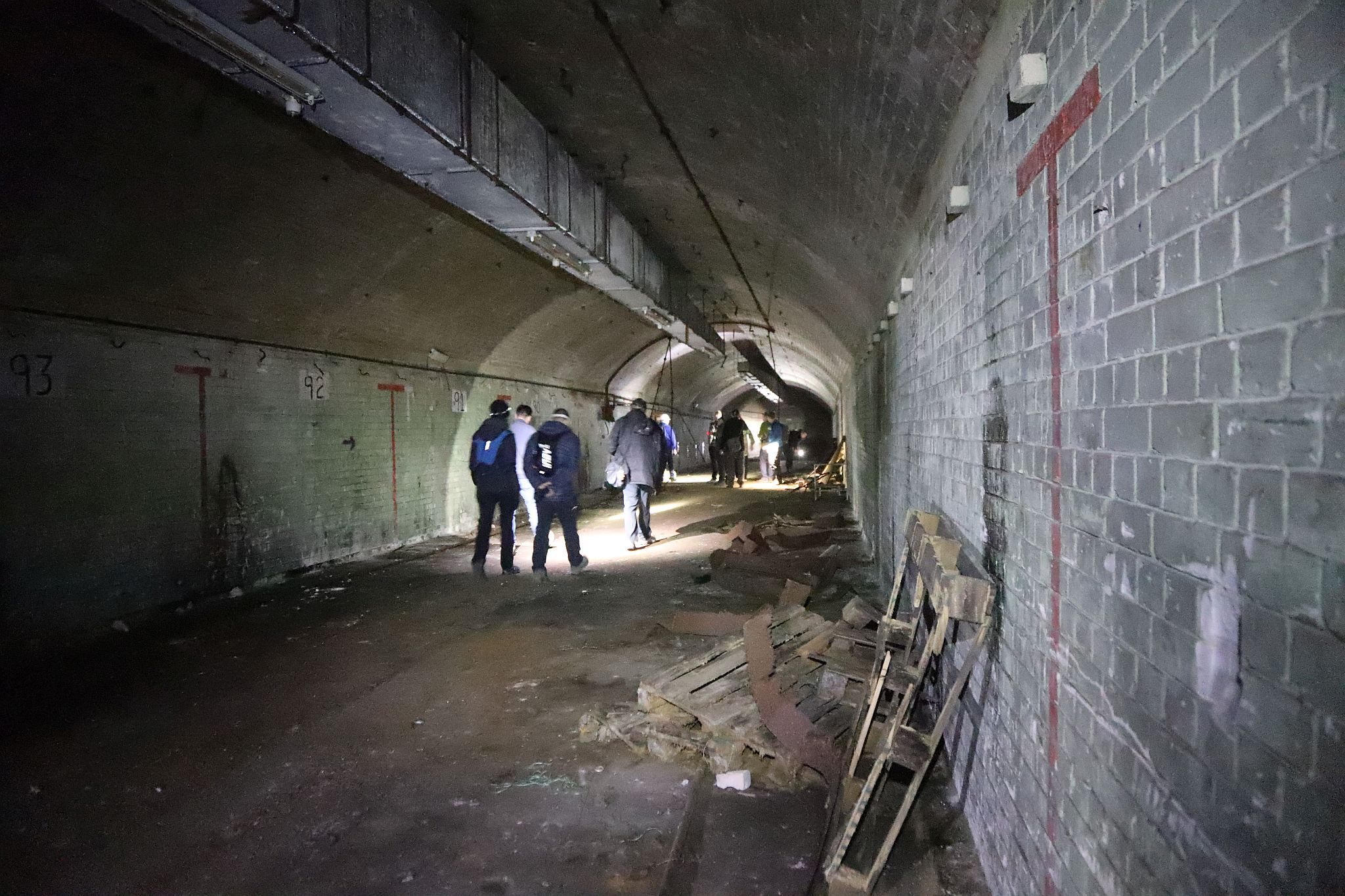 Short Brothers world war two aircraft factory air raid shelter tunnels in Rochester, Kent. 08-Apr-2023.