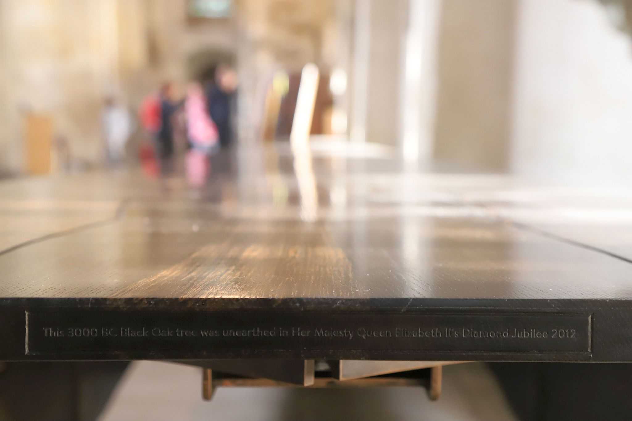 The Fenland Table, a table for the nation, at Rochester Cathedral in Kent, on 09-Apr-2023. A table that took ten years to make using planks cut from a 5,000 year old tree trunk.