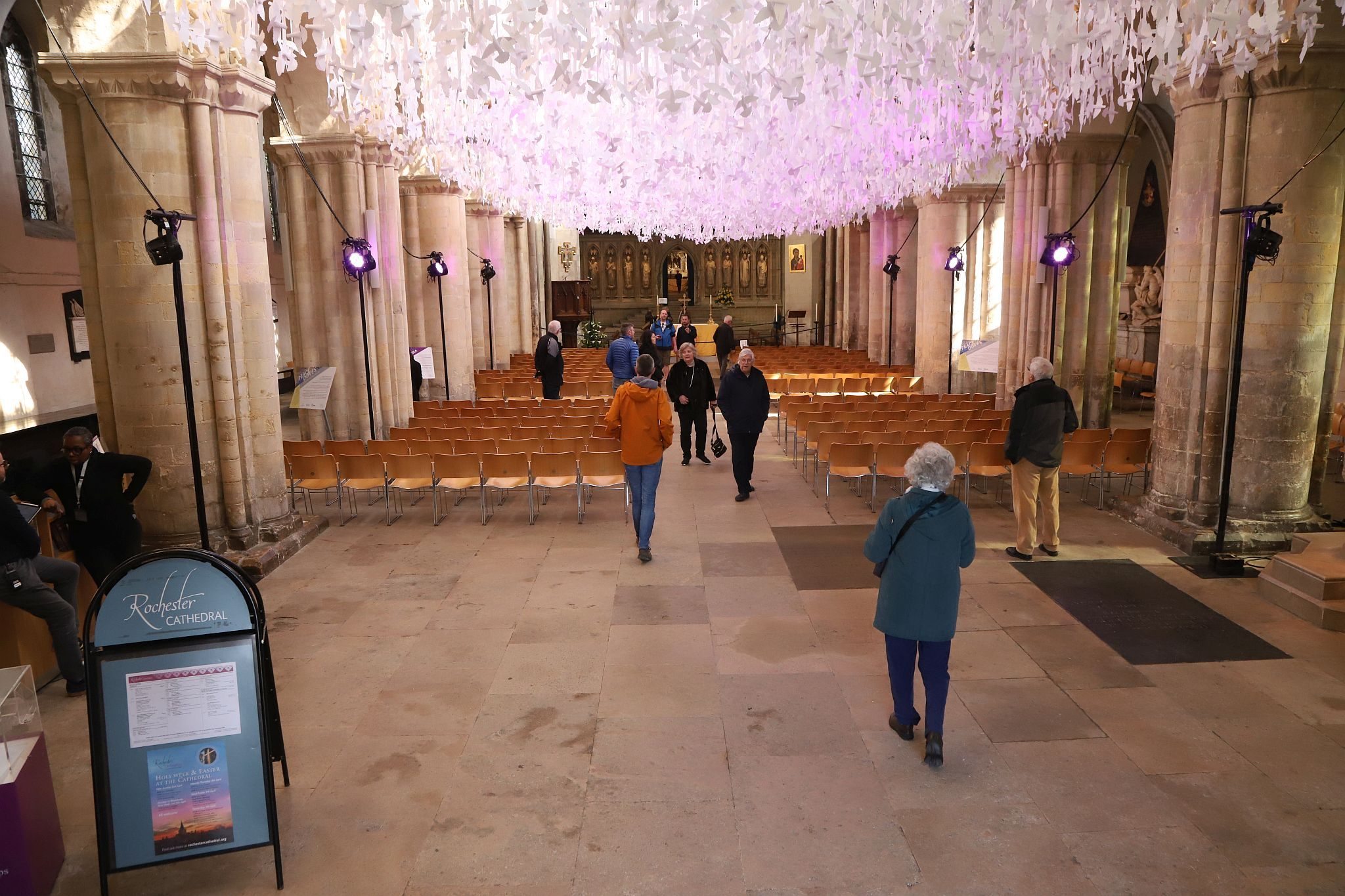 The artwork “Peace Doves” by Peter Walker at Rochester Cathedral in Kent. 11-Feb-2023 until 18-Apr-2023.