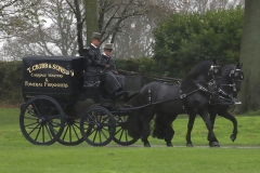 An entrant in the 2023 London Harness Horse Parade held at the South of England Showground in Ardingly, West Sussex, amidst driving rain. 10-Apr-2023. IMG_5934