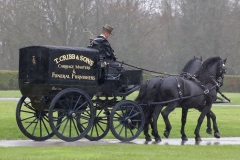 An entrant in the 2023 London Harness Horse Parade held at the South of England Showground in Ardingly, West Sussex, amidst driving rain. 10-Apr-2023. IMG_5939