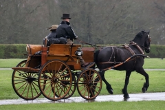 An entrant in the 2023 London Harness Horse Parade held at the South of England Showground in Ardingly, West Sussex, amidst driving rain. 10-Apr-2023. IMG_6069