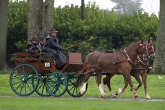 An entrant in the 2023 London Harness Horse Parade held at the South of England Showground in Ardingly, West Sussex, amidst driving rain. 10-Apr-2023. IMG_6082
