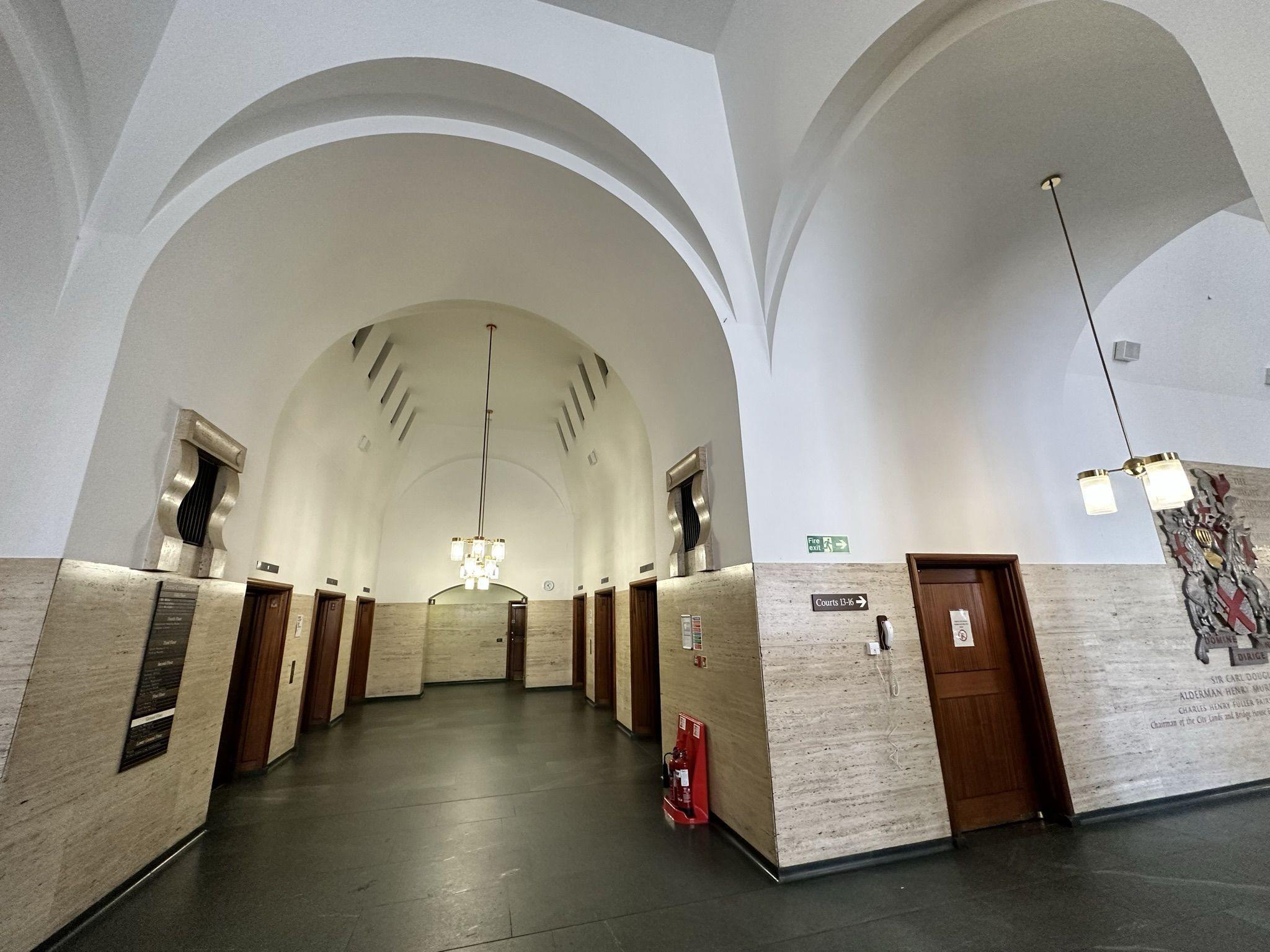 Interior of The Old Bailey, Central Criminal Court. Located in the City of London on the site of Newgate prison.