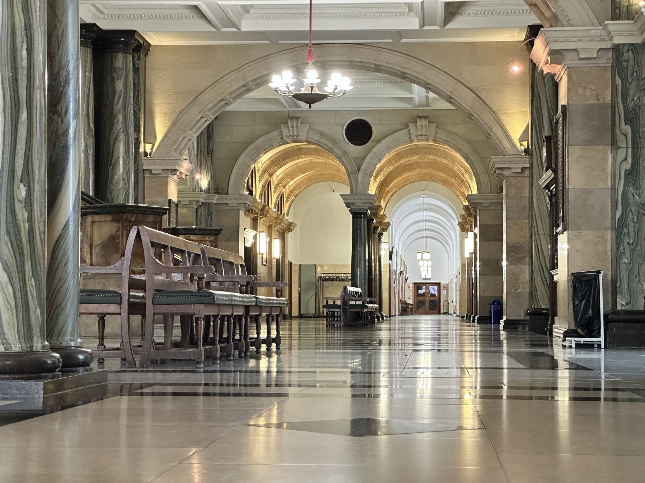 Interior of The Old Bailey, Central Criminal Court. Located in the City of London on the site of Newgate prison.