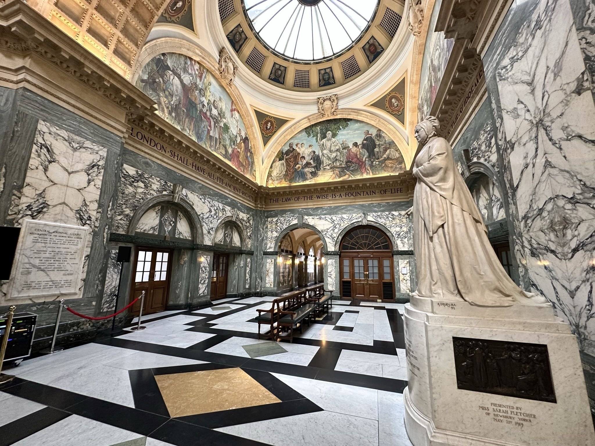 Interior of The Old Bailey, Central Criminal Court. Located in the City of London on the site of Newgate prison.