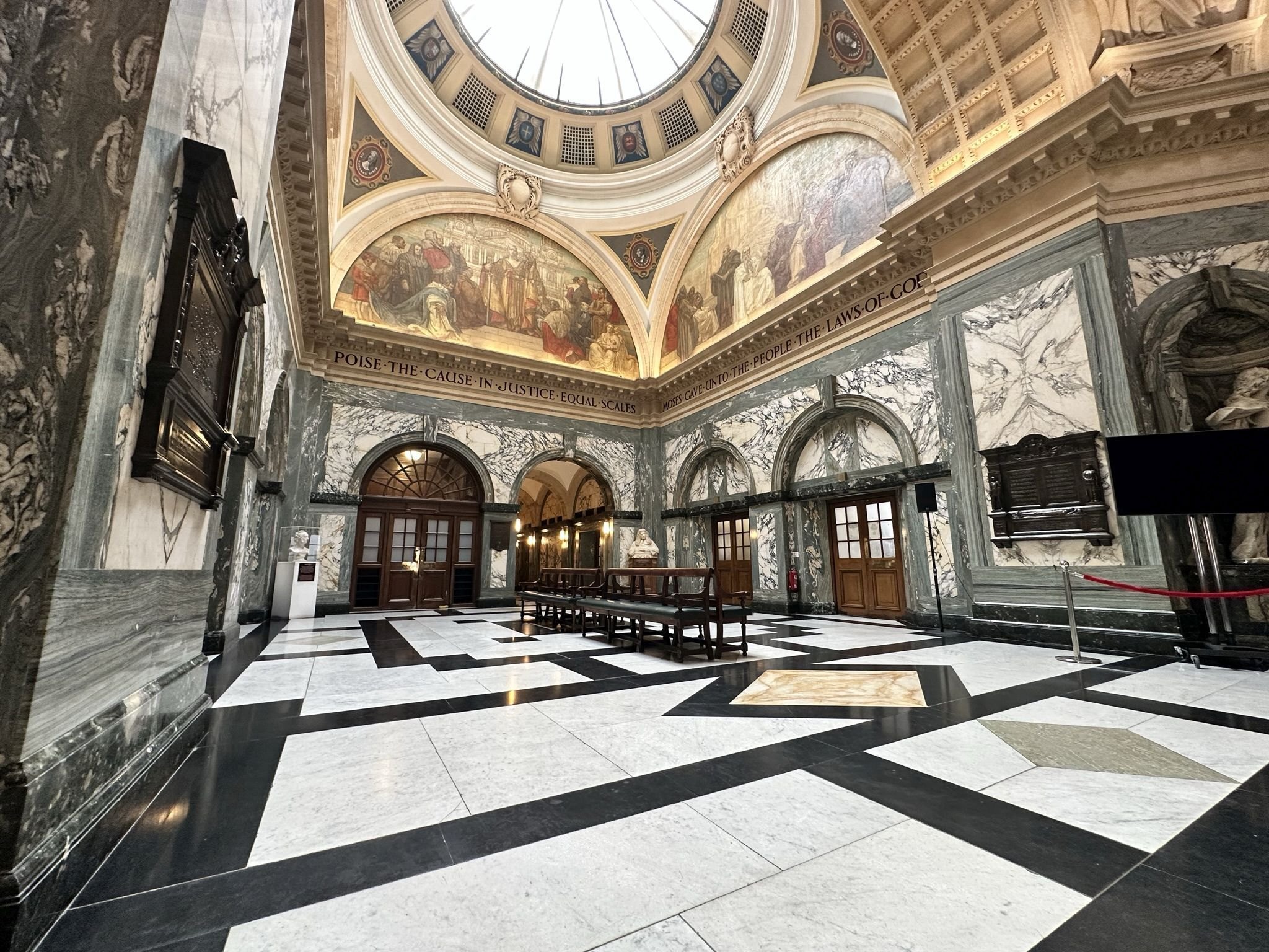 Interior of The Old Bailey, Central Criminal Court. Located in the City of London on the site of Newgate prison.