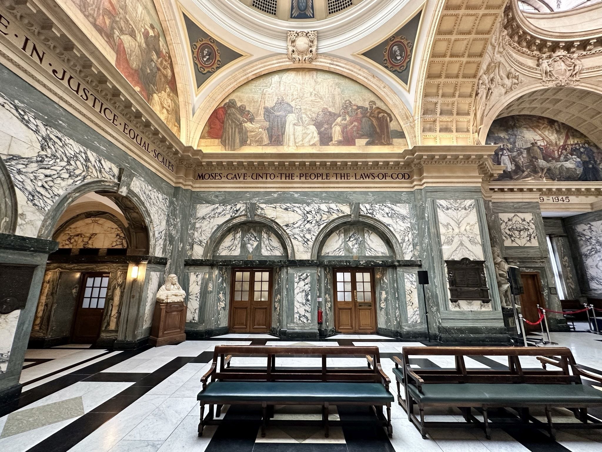 Interior of The Old Bailey, Central Criminal Court. Located in the City of London on the site of Newgate prison.