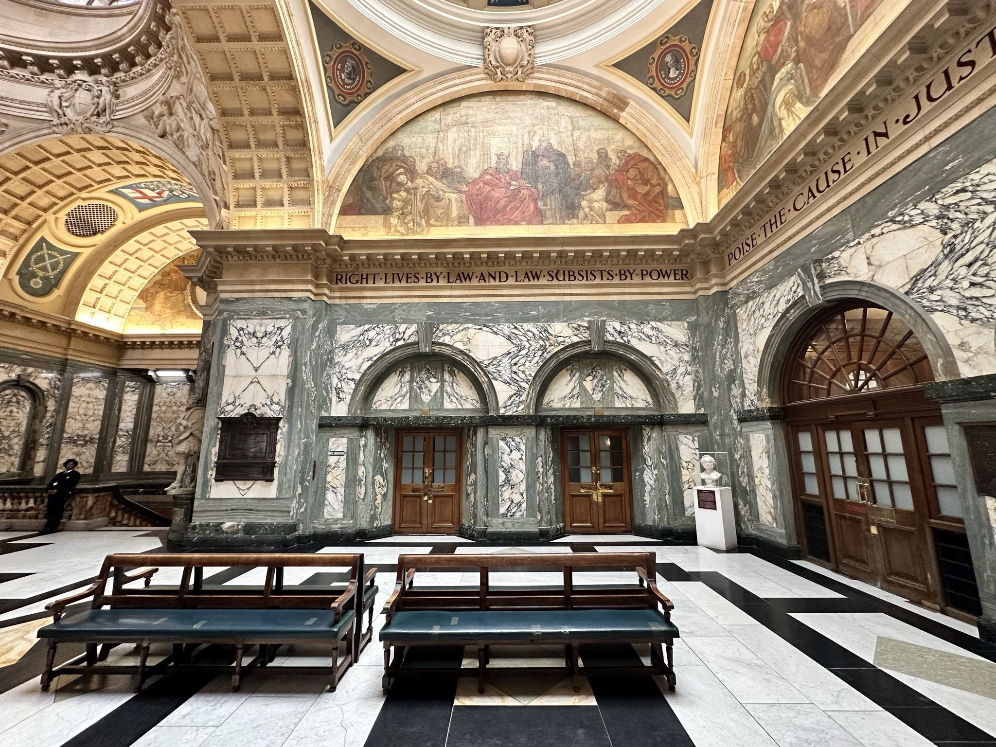 Interior of The Old Bailey, Central Criminal Court. Located in the City of London on the site of Newgate prison.