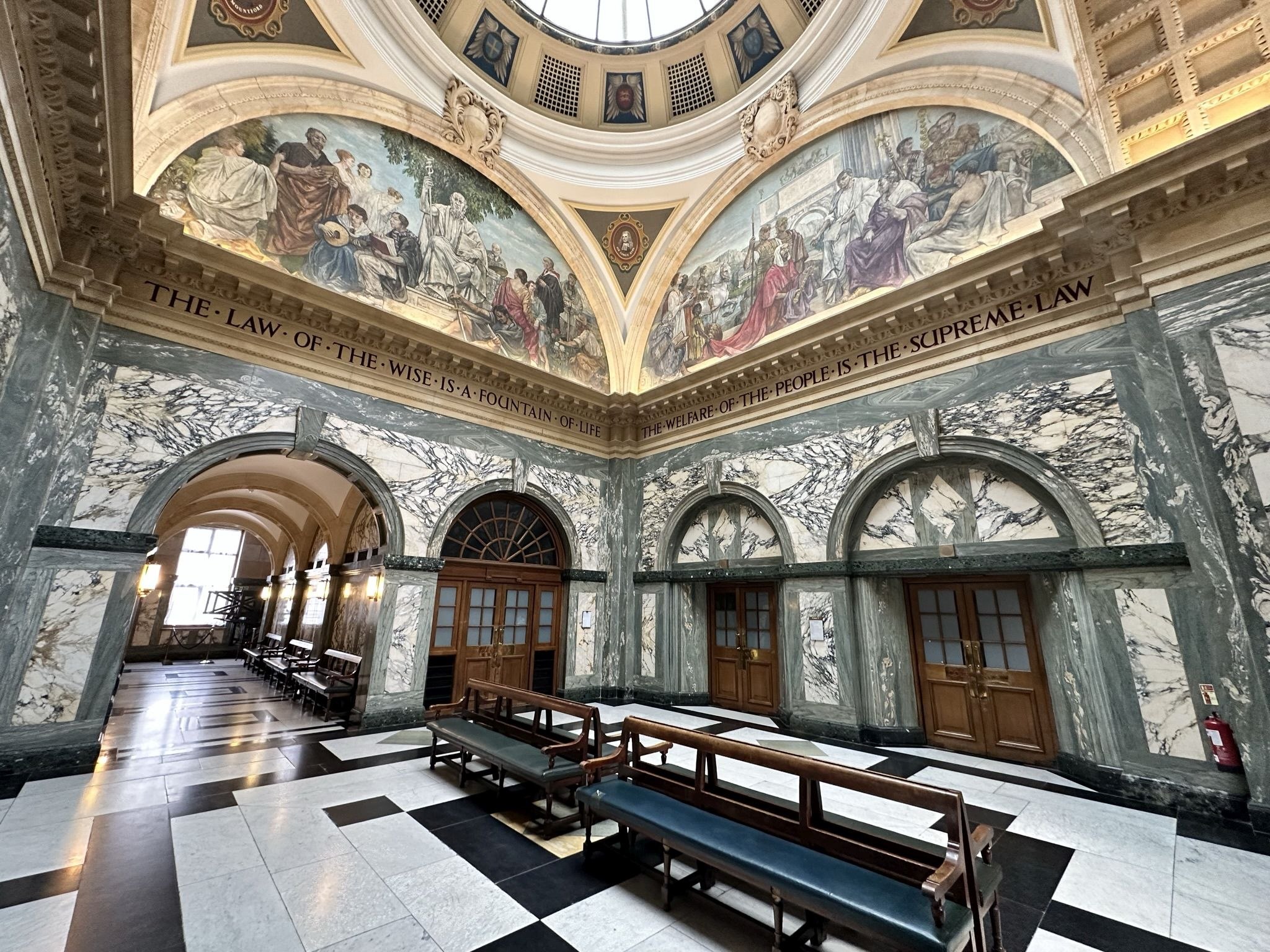 Interior of The Old Bailey, Central Criminal Court. Located in the City of London on the site of Newgate prison.