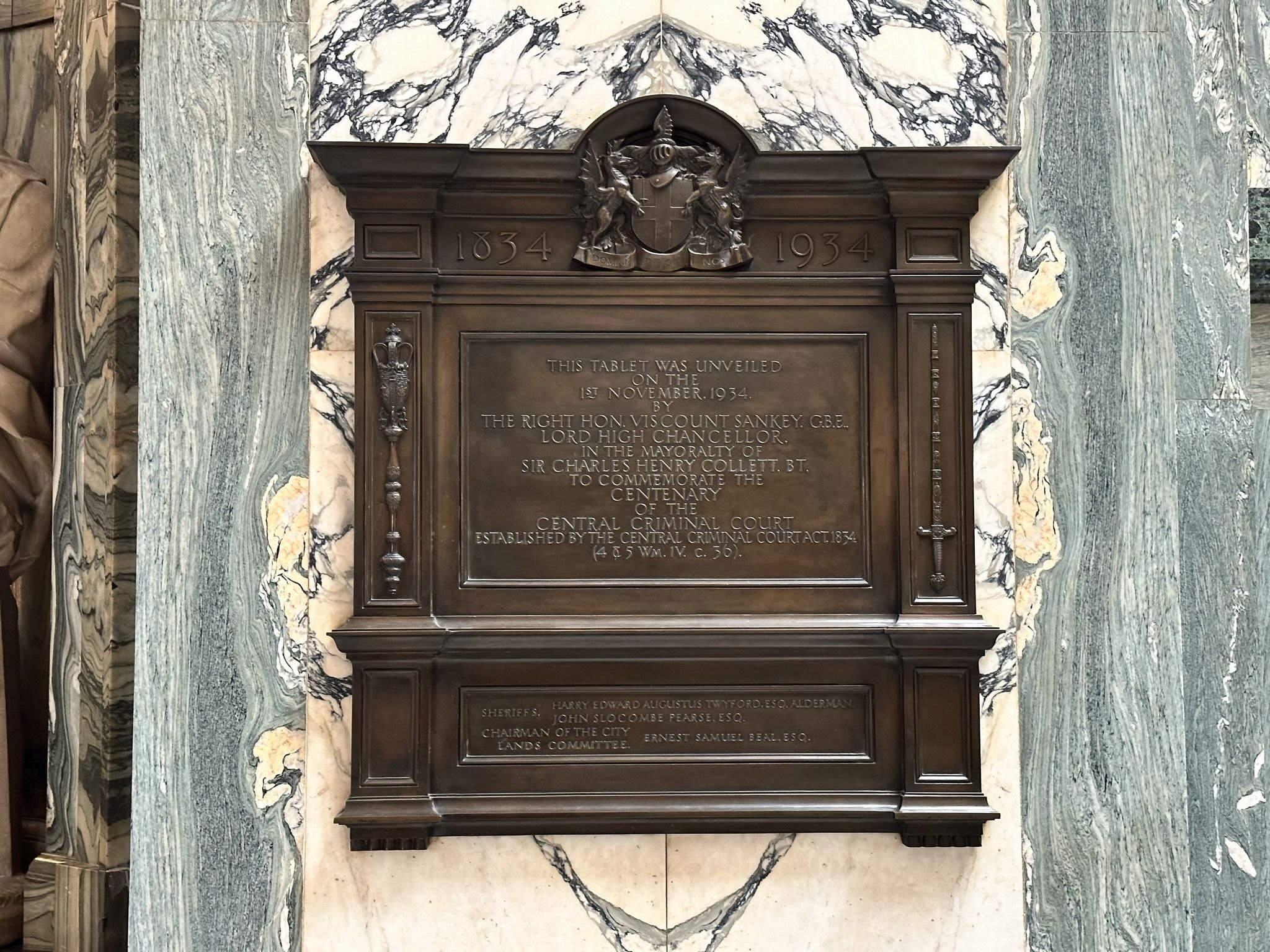 Interior of The Old Bailey, Central Criminal Court. Located in the City of London on the site of Newgate prison.