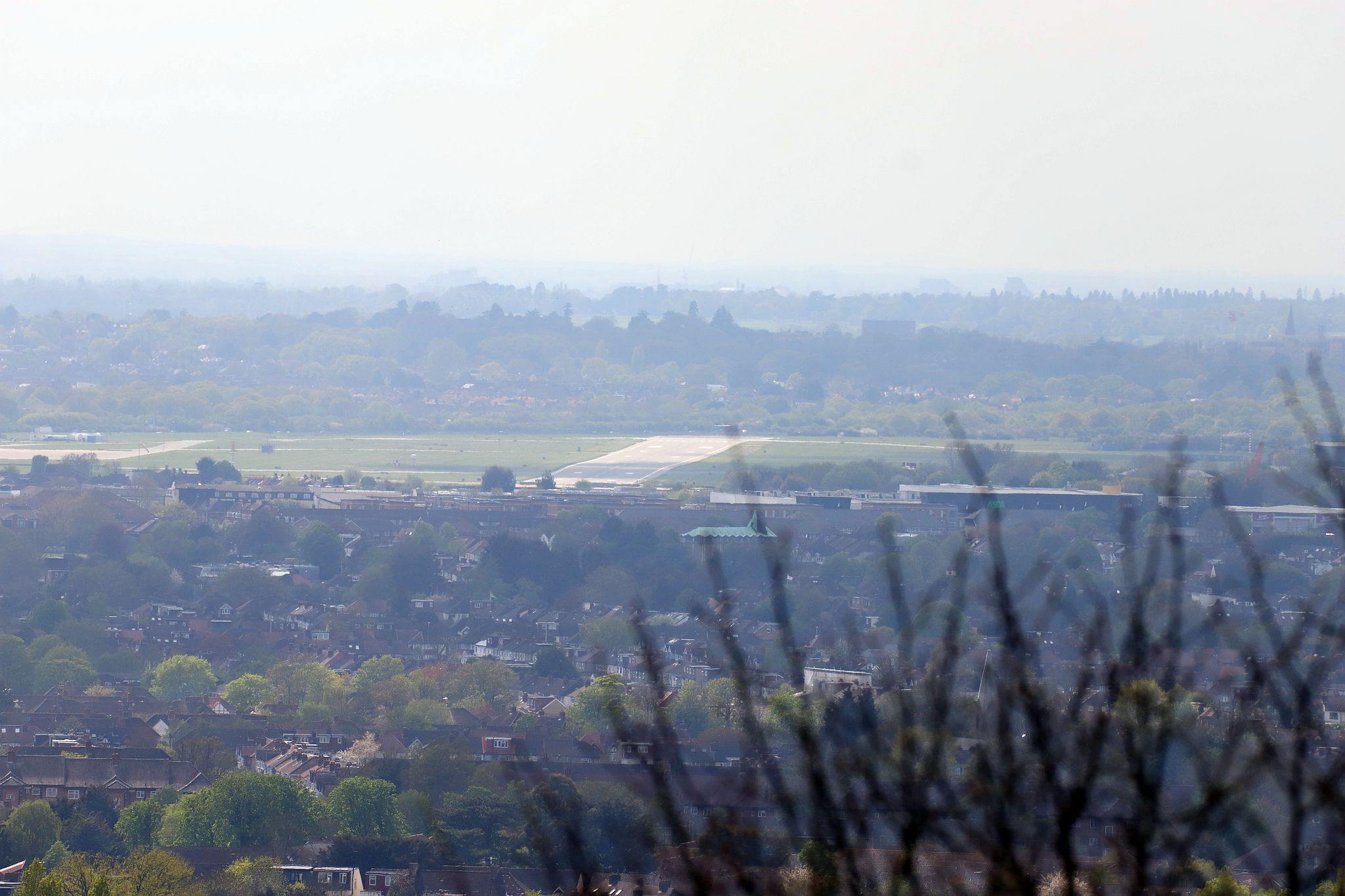 The view seen from the tower. St Mary’s Church, Harrow-on-the-Hill, London. 29-Apr-2023.