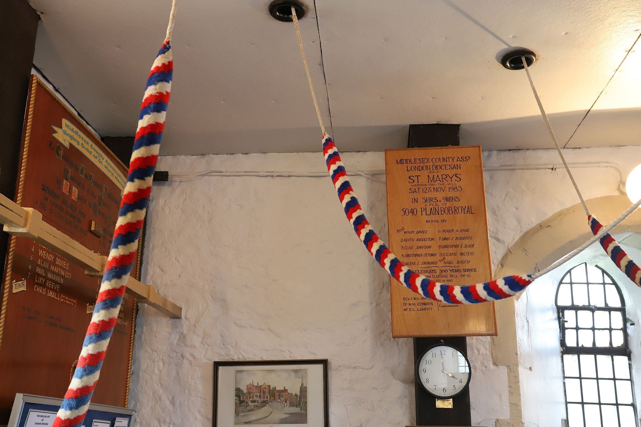 The bell ropes. St Mary’s Church, Harrow-on-the-Hill, London. 29-Apr-2023.