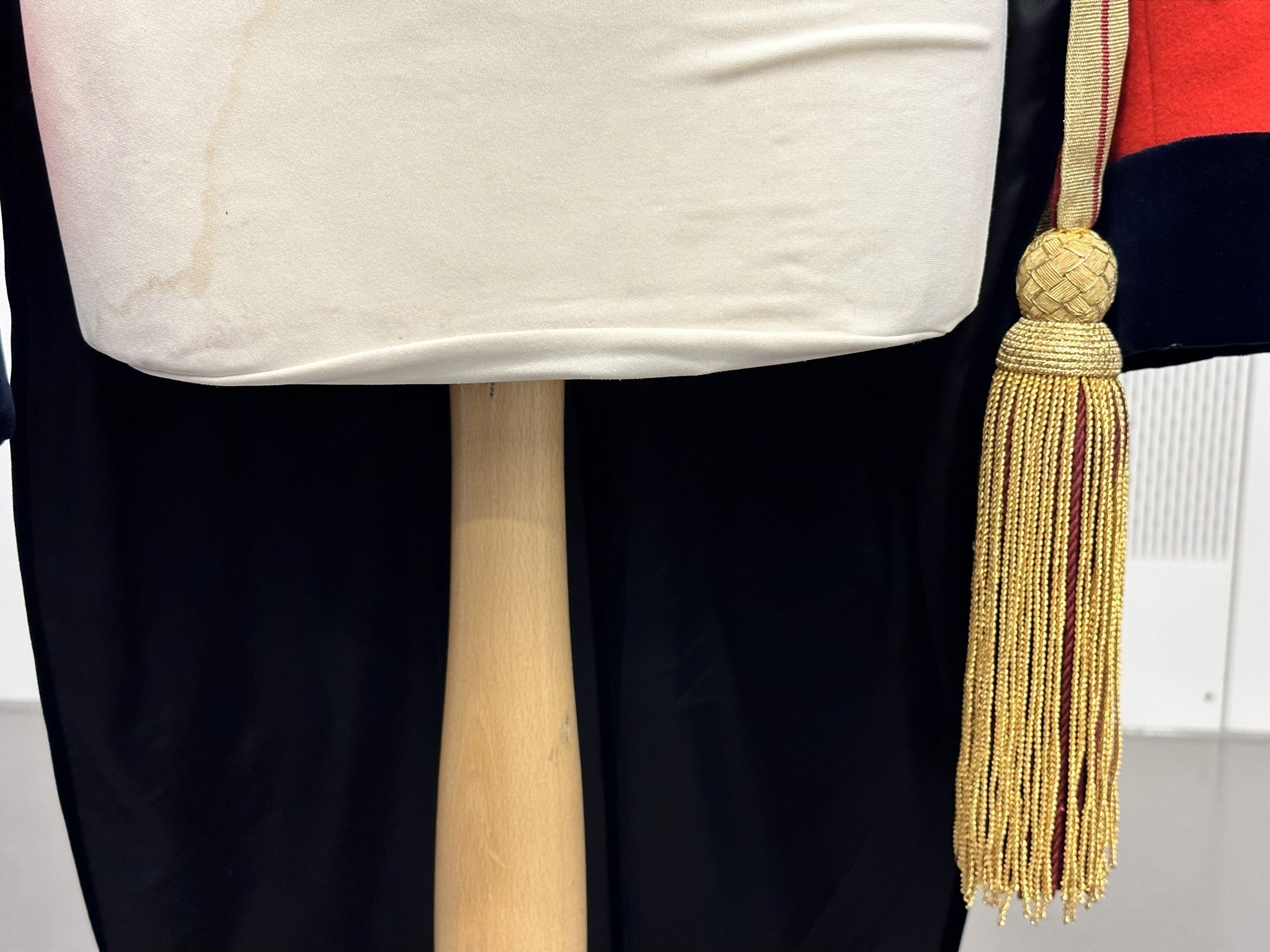 Sash tassels. Gentlemen at Arms ceremonial uniform, the ceremonial bodyguard of King Charles III, which was founded by King Henry VIII in 1509. 13-May-2023.