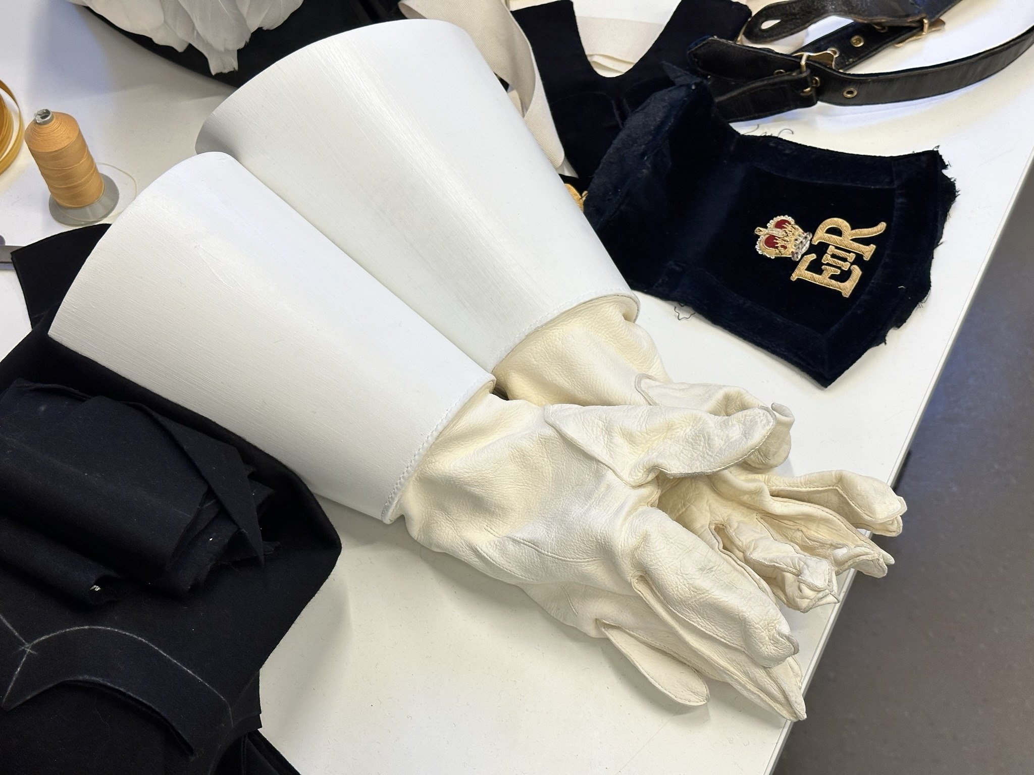 Gauntlet gloves. Gentlemen at Arms ceremonial uniform, the ceremonial bodyguard of King Charles III, which was founded by King Henry VIII in 1509. 13-May-2023.