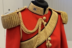 Front of the Captain's uniform showing Aiguillettes (fancy rope work). Gentlemen at Arms ceremonial uniform, the ceremonial bodyguard of King Charles III, which was founded by King Henry VIII in 1509. 13-May-2023.