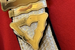 Sash detail. Gentlemen at Arms ceremonial uniform, the ceremonial bodyguard of King Charles III, which was founded by King Henry VIII in 1509. 13-May-2023.