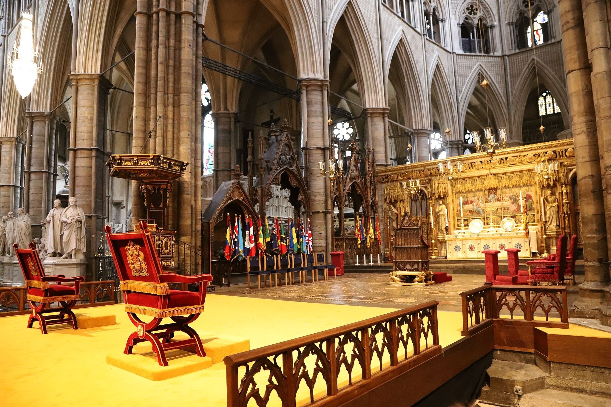 The Coronation Theatre at Westminster Abbey after the Coronation of King Charles III and Queen Camilla. 14-May-2023.