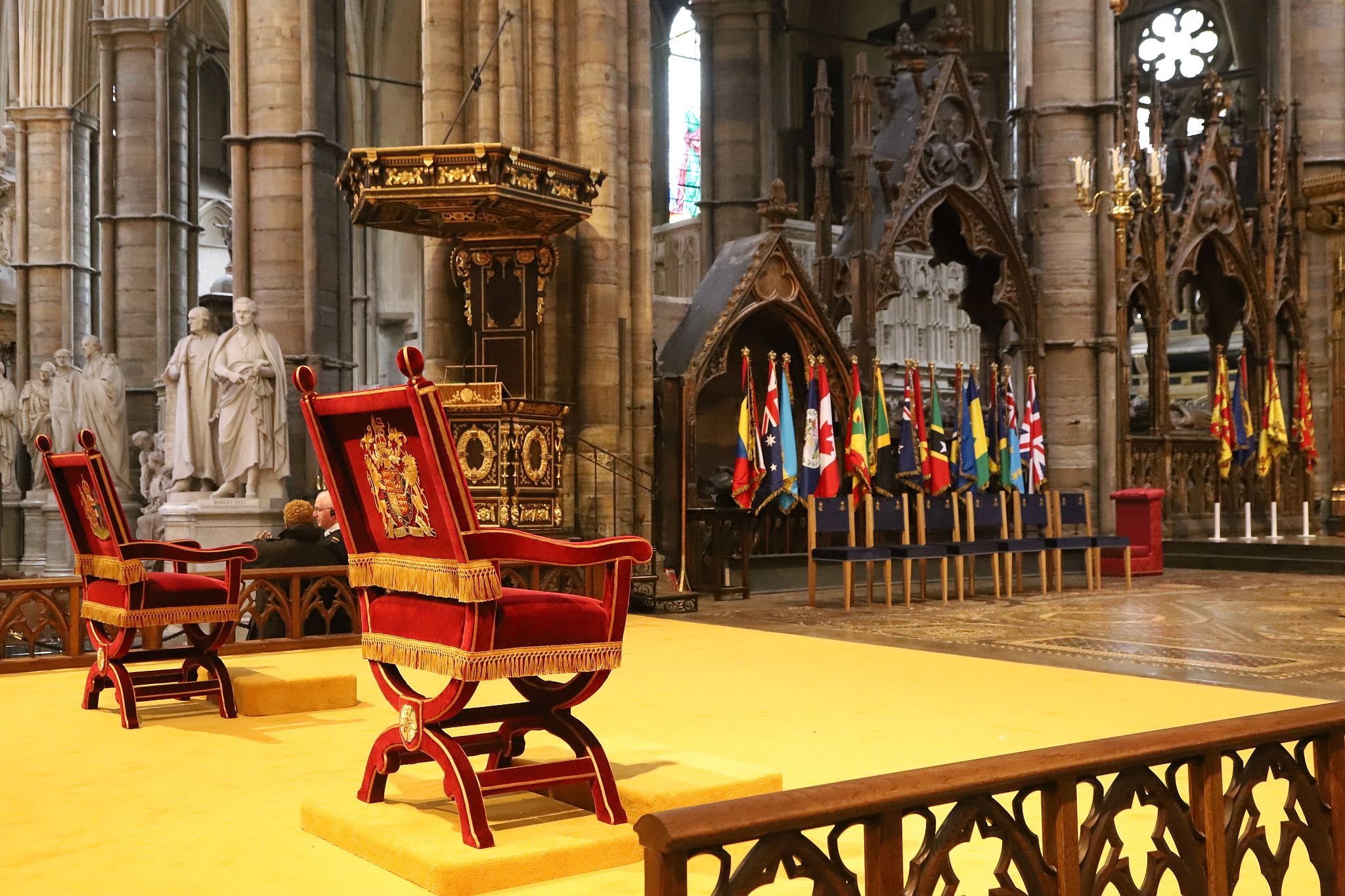 The Coronation Theatre at Westminster Abbey after the Coronation of King Charles III and Queen Camilla. 14-May-2023.
