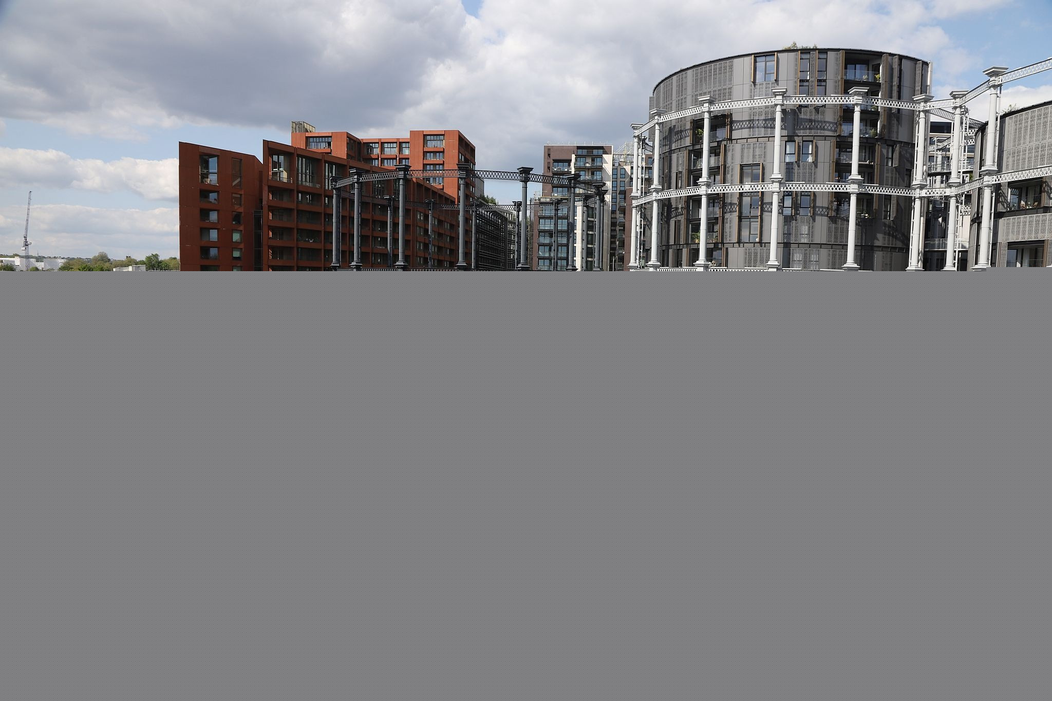 The view looking North East from the St Pancras waterpoint. Water tower. King's Cross. Coal Drops Yard. Regents Canal. 20-May-2023.