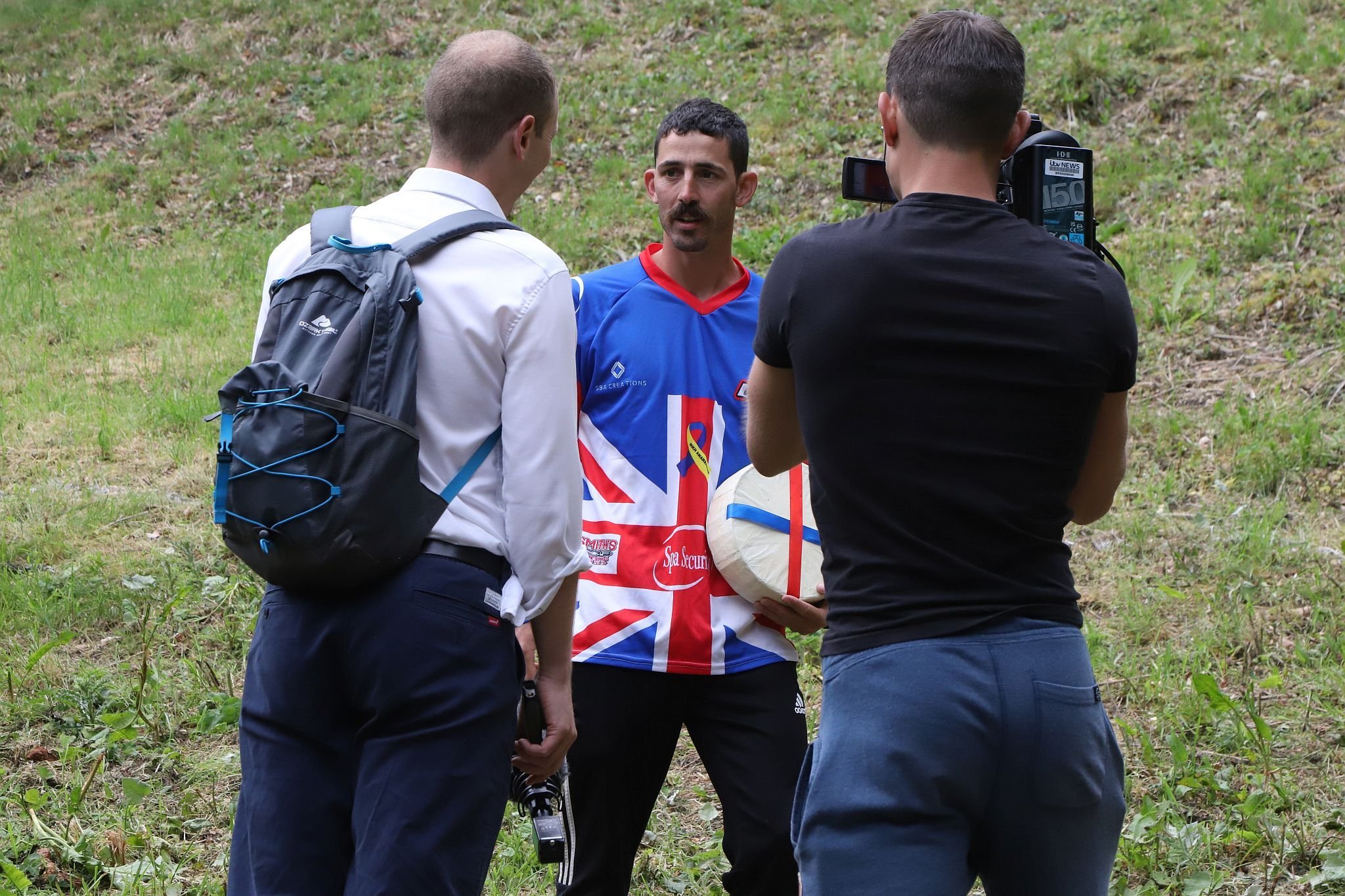 Chris Anderson, all time champion. Coopers Hill Cheese Rolling Race. 29-May-2023. Race downhill. Gloucestershire tradition.