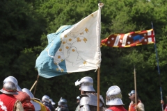 2023 Battle of Barnet Re-enactment, Wars of the Roses. Medieval re-enactors. Swords, armour, knights.