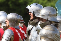 2023 Battle of Barnet Re-enactment, Wars of the Roses. Medieval re-enactors. Swords, armour, knights.