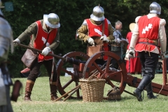 2023 Battle of Barnet Re-enactment, Wars of the Roses. Medieval re-enactors. Swords, armour, knights. Cannon.