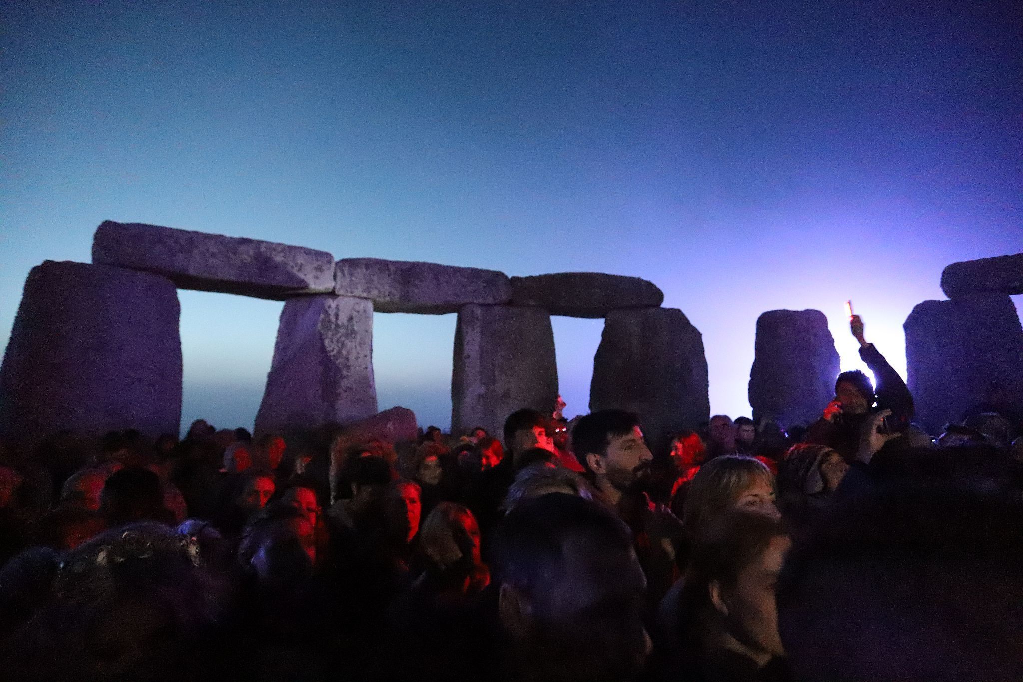 Crowds in the centre of the stones. The 2023 Summer Solstice longest day at Stonehenge in Wiltshire, UK. Photo taken 21-Jun-2023.