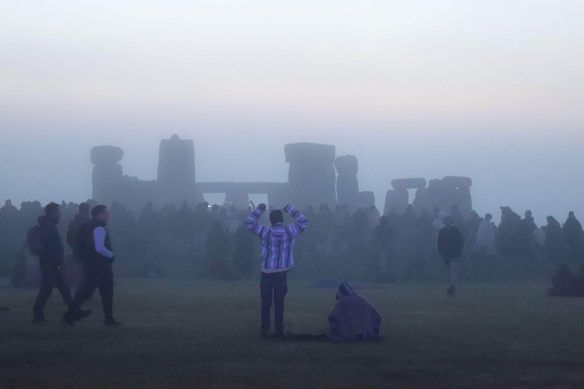First light at dawn. The 2023 Summer Solstice longest day at Stonehenge in Wiltshire, UK. Photo taken 21-Jun-2023.