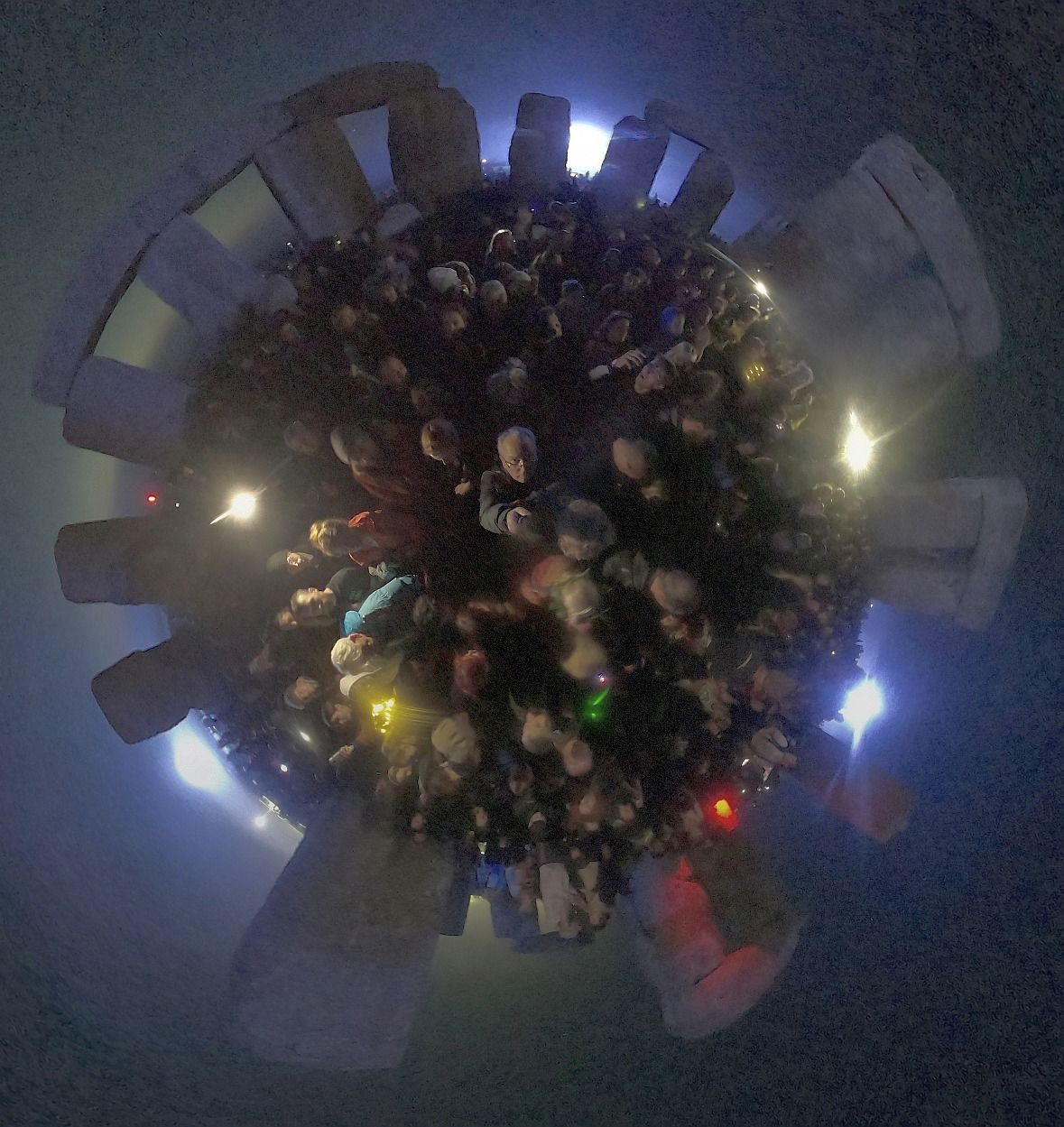 The centre of the stones. The 2023 Summer Solstice longest day at Stonehenge in Wiltshire, UK. Photo taken 21-Jun-2023.