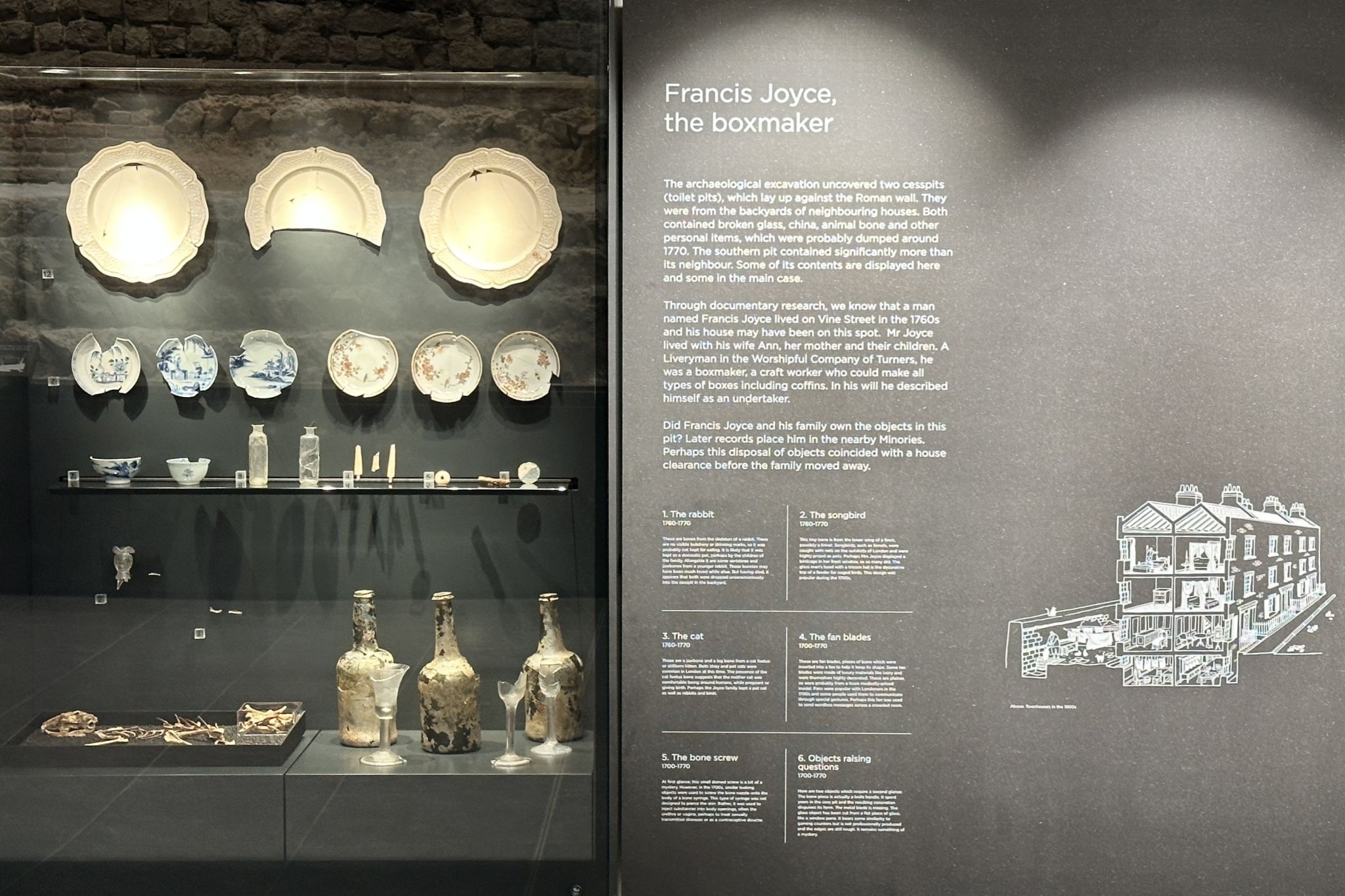 The City Wall at Emperor House, 35 Vine Street, London, EC3N 2PX. Roman wall and bastion on display in a dedicated basement museum which is free to visit. City of London Roman remains and archaeological finds. Picture taken 09-July-2023.