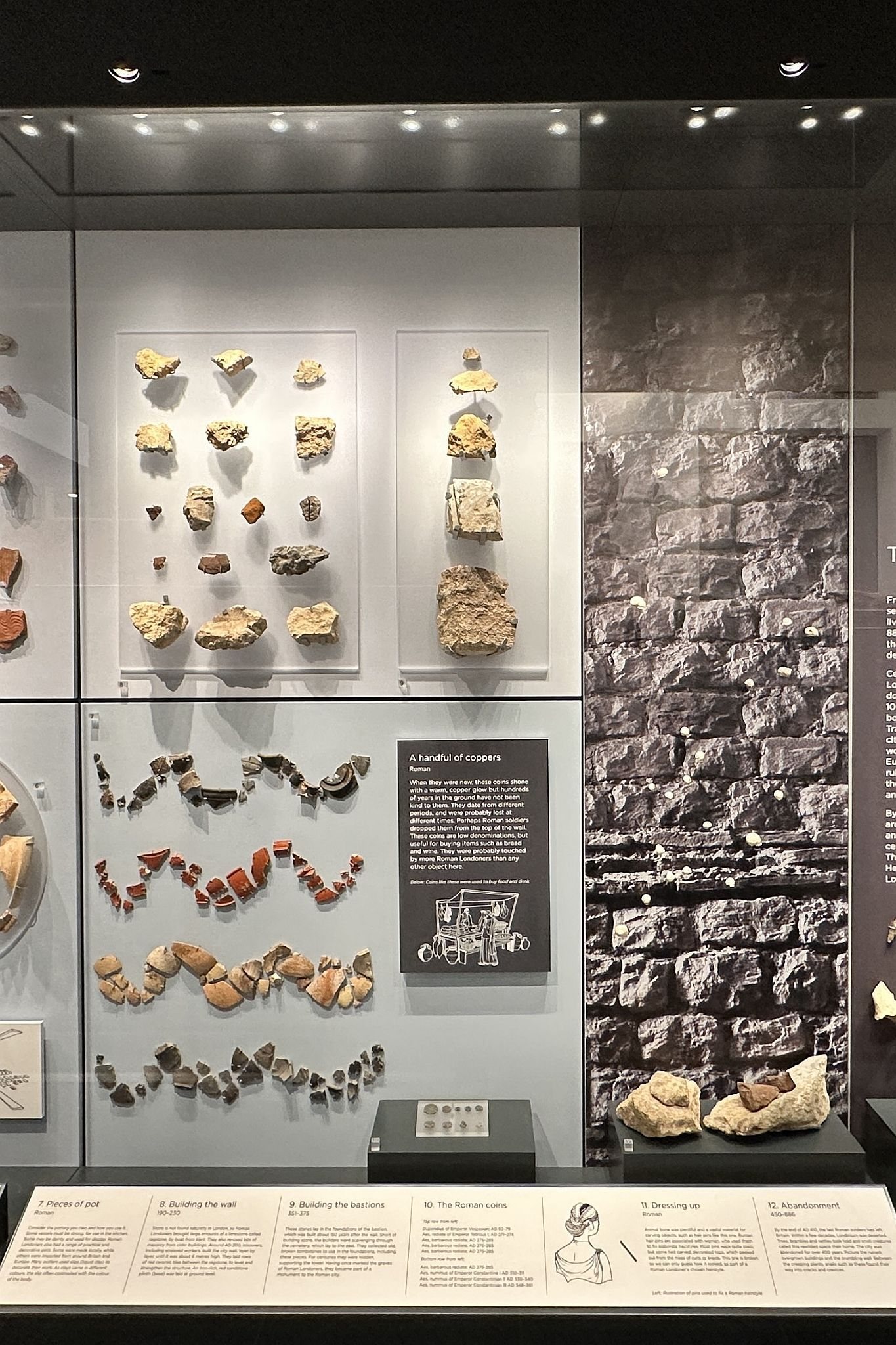 The City Wall at Emperor House, 35 Vine Street, London, EC3N 2PX. Roman wall and bastion on display in a dedicated basement museum which is free to visit. City of London Roman remains and archaeological finds. Picture taken 09-July-2023.