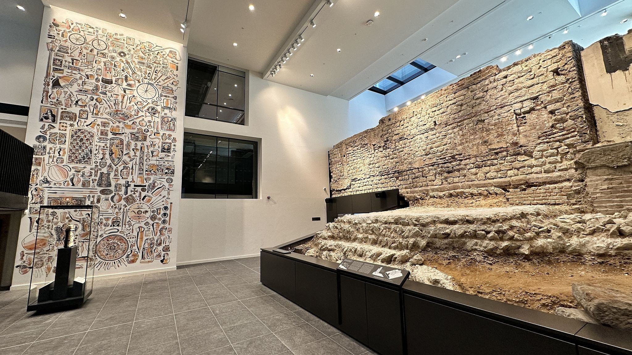 The City Wall at Emperor House, 35 Vine Street, London, EC3N 2PX. Roman wall and bastion on display in a dedicated basement museum which is free to visit. City of London Roman remains and archaeological finds. Picture taken 09-July-2023.