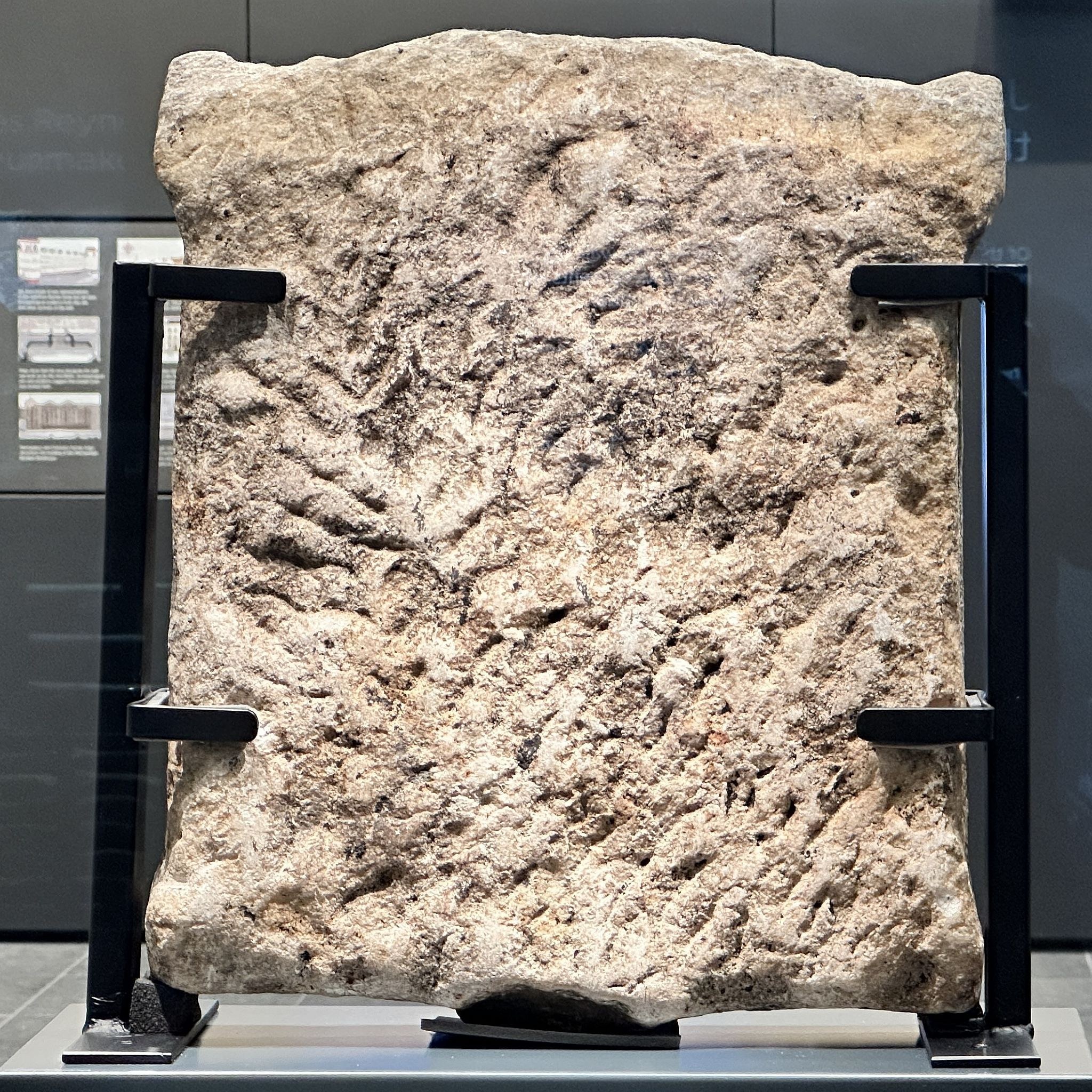 The City Wall at Emperor House, 35 Vine Street, London, EC3N 2PX. Roman wall and bastion on display in a dedicated basement museum which is free to visit. City of London Roman remains and archaeological finds. Picture taken 09-July-2023.