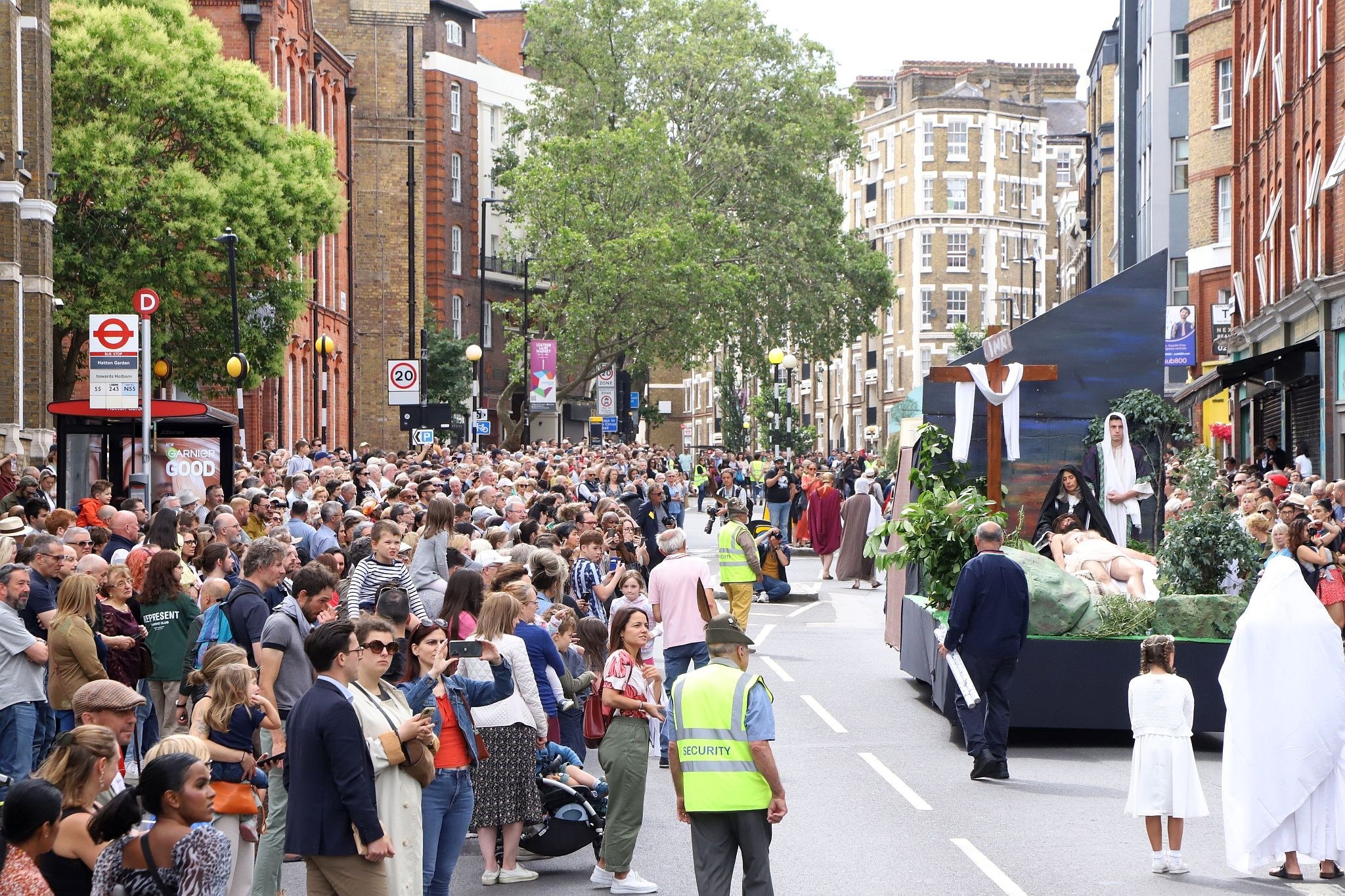 The 2023 annual Procession in Honour of Our Lady of Mount Carmel at St Peter's Italian Church in Clerkenwell, London. 16-Jul-2023.