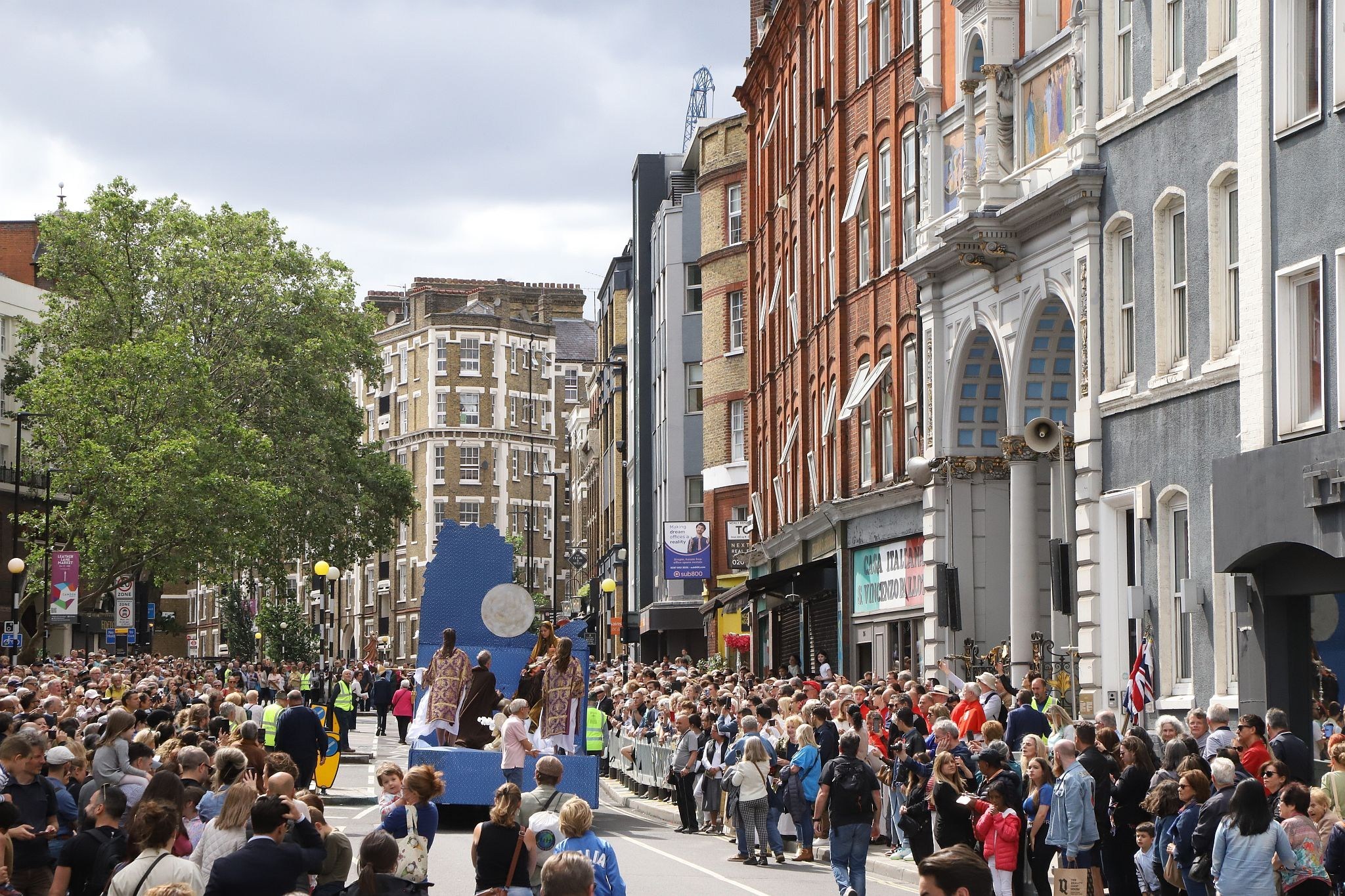 The 2023 annual Procession in Honour of Our Lady of Mount Carmel at St Peter's Italian Church in Clerkenwell, London. 16-Jul-2023.
