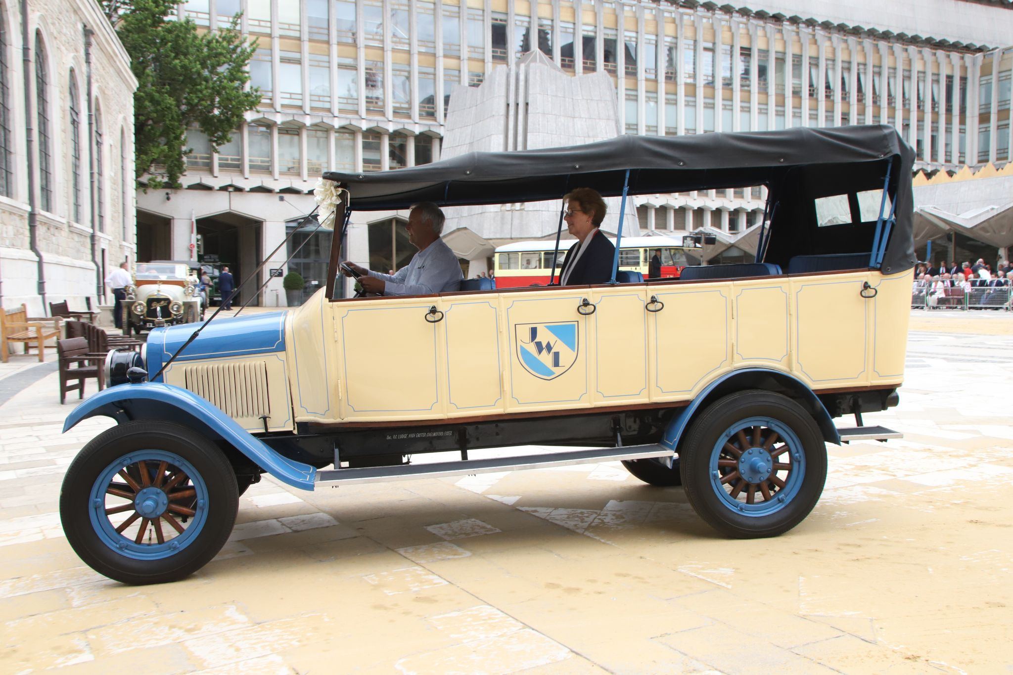 Chevrolet X Type 1926 ES8640. City of London 2023 Cart Marking in Guildhall Yard on 22-Jul-2023. Hosted by the Worshipful Company of Carmen with the Lord Mayor of the City of London in attendance. Wooden plates on the vehicles are branded with hot irons to allow them to ply for trade in the Square Mile. Another of the City Livery Company's annual ceremonies.