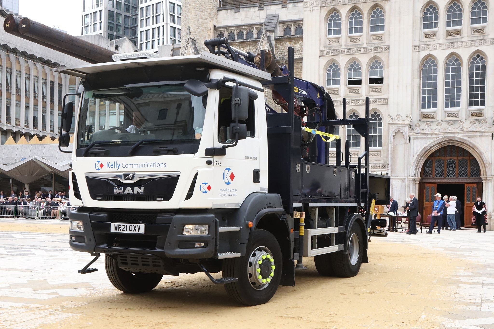 MAN 2021 WR21OXV. City of London 2023 Cart Marking in Guildhall Yard on 22-Jul-2023. Hosted by the Worshipful Company of Carmen with the Lord Mayor of the City of London in attendance. Wooden plates on the vehicles are branded with hot irons to allow them to ply for trade in the Square Mile. Another of the City Livery Company's annual ceremonies.