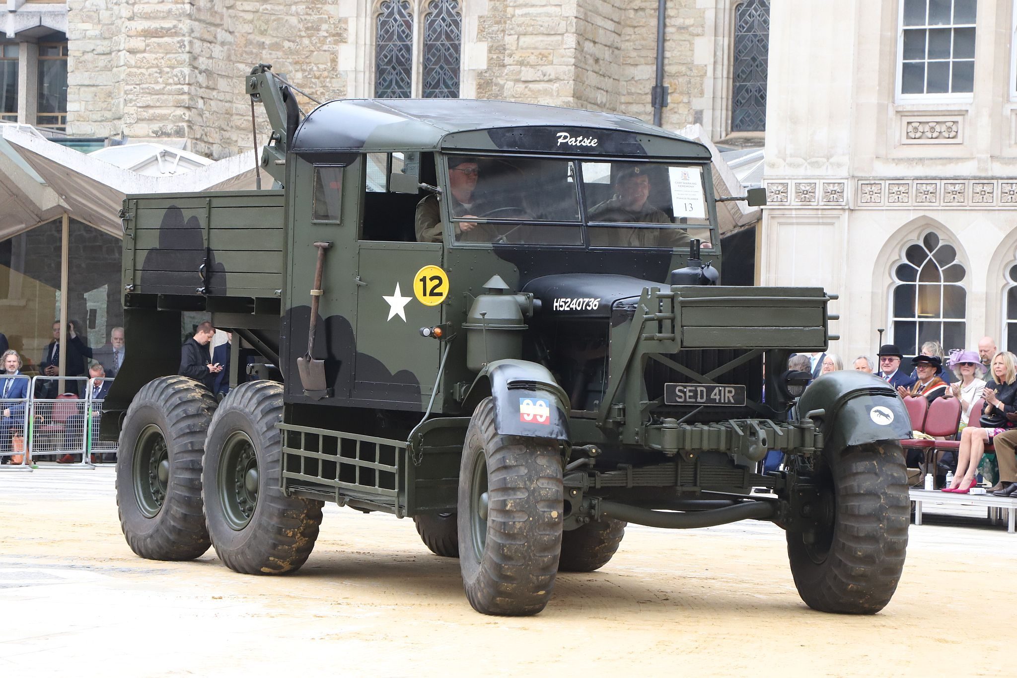 Scammel 1943 SED41R. City of London 2023 Cart Marking in Guildhall Yard on 22-Jul-2023. Hosted by the Worshipful Company of Carmen with the Lord Mayor of the City of London in attendance. Wooden plates on the vehicles are branded with hot irons to allow them to ply for trade in the Square Mile. Another of the City Livery Company's annual ceremonies.